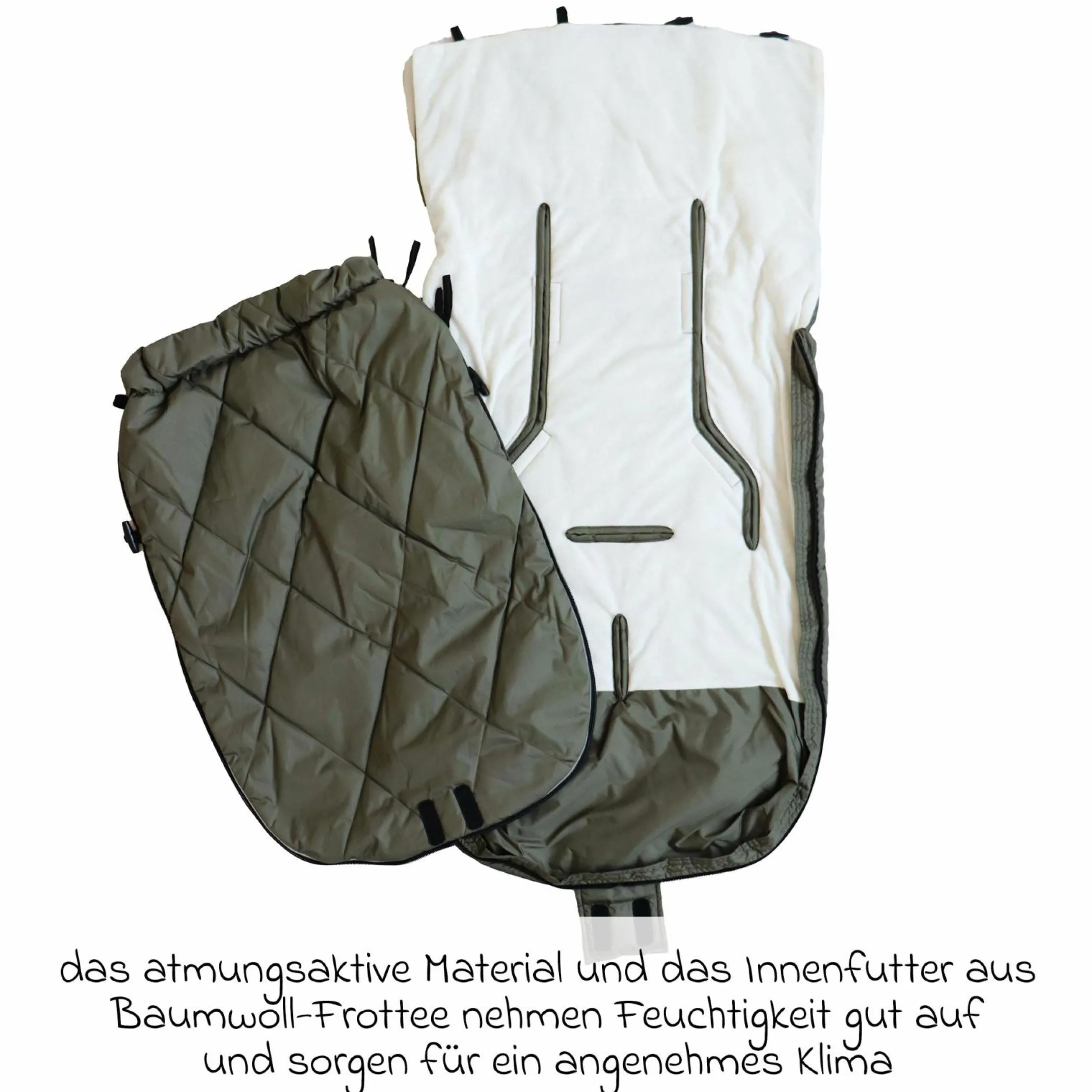 Sommerfußsack Rainy universal passend für alle Gurtsysteme für Kinderwagen, Buggy & Fahrradanhänger - Kaki