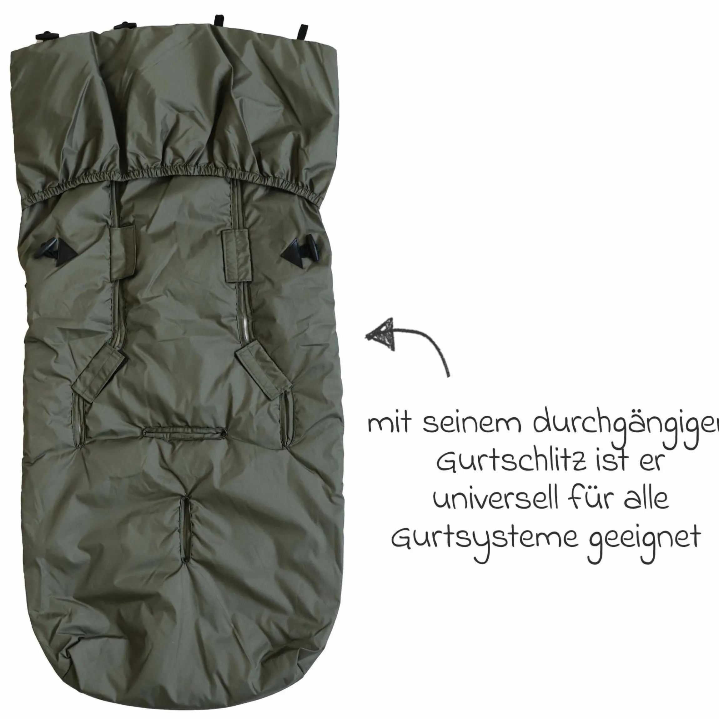 Sommerfußsack Rainy universal passend für alle Gurtsysteme für Kinderwagen, Buggy & Fahrradanhänger - Kaki