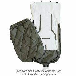 Sommerfußsack Rainy universal passend für alle Gurtsysteme für Kinderwagen, Buggy & Fahrradanhänger - Kaki