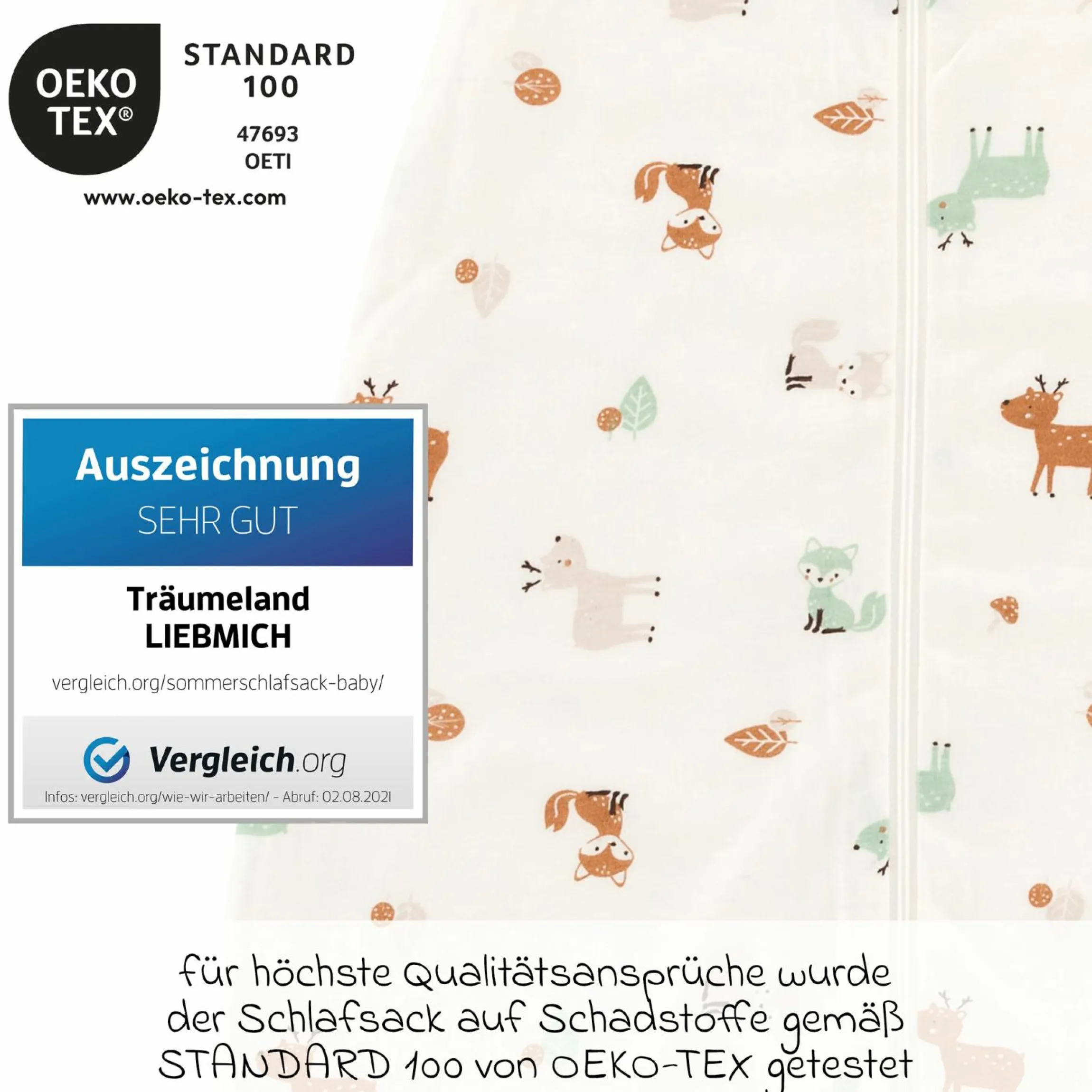 Sommerschlafsack Liebmich - Waldtiere - Gr. 60