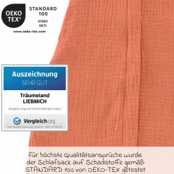 Sommerschlafsack Liebmich Musselin - Aprikose - Gr. 60