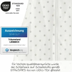Sommerschlafsack Liebmich - Sternchen - Grau - Gr. 60
