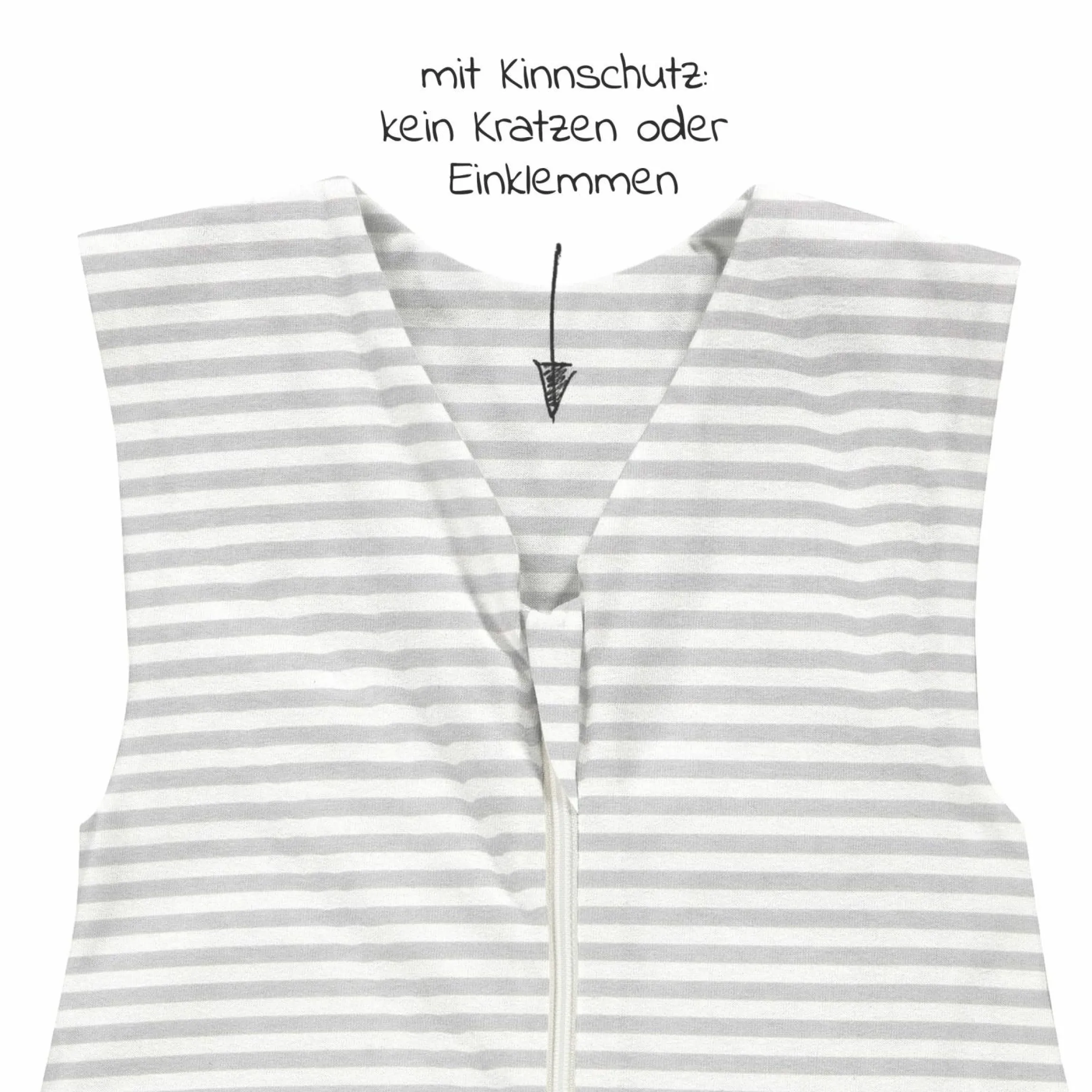 Sommer-Schlafsack mit Füßen / Sleep-Overall Light / Jumper + GRATIS Halstuch - Stripes Grey - Gr. 70 cm