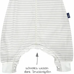 Sommer-Schlafsack mit Füßen / Sleep-Overall Light / Jumper + GRATIS Halstuch - Stripes Grey - Gr. 70 cm