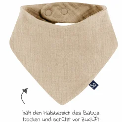 Sommer-Schlafsack mit Füßen Musselin / Sleep-Overall Light Mull + GRATIS Halstuch - Sand-Beige - Gr. 70 cm