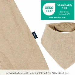 Sommer-Schlafsack mit Füßen Musselin / Sleep-Overall Light Mull + GRATIS Halstuch - Sand-Beige - Gr. 70 cm