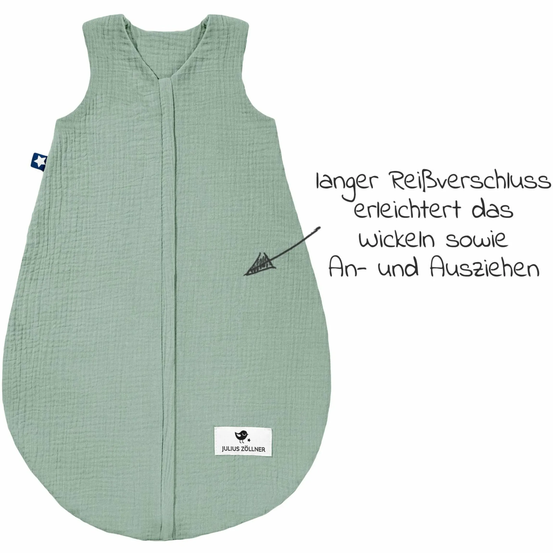 Sommerschlafsack Musselin - Grün - Gr. 50