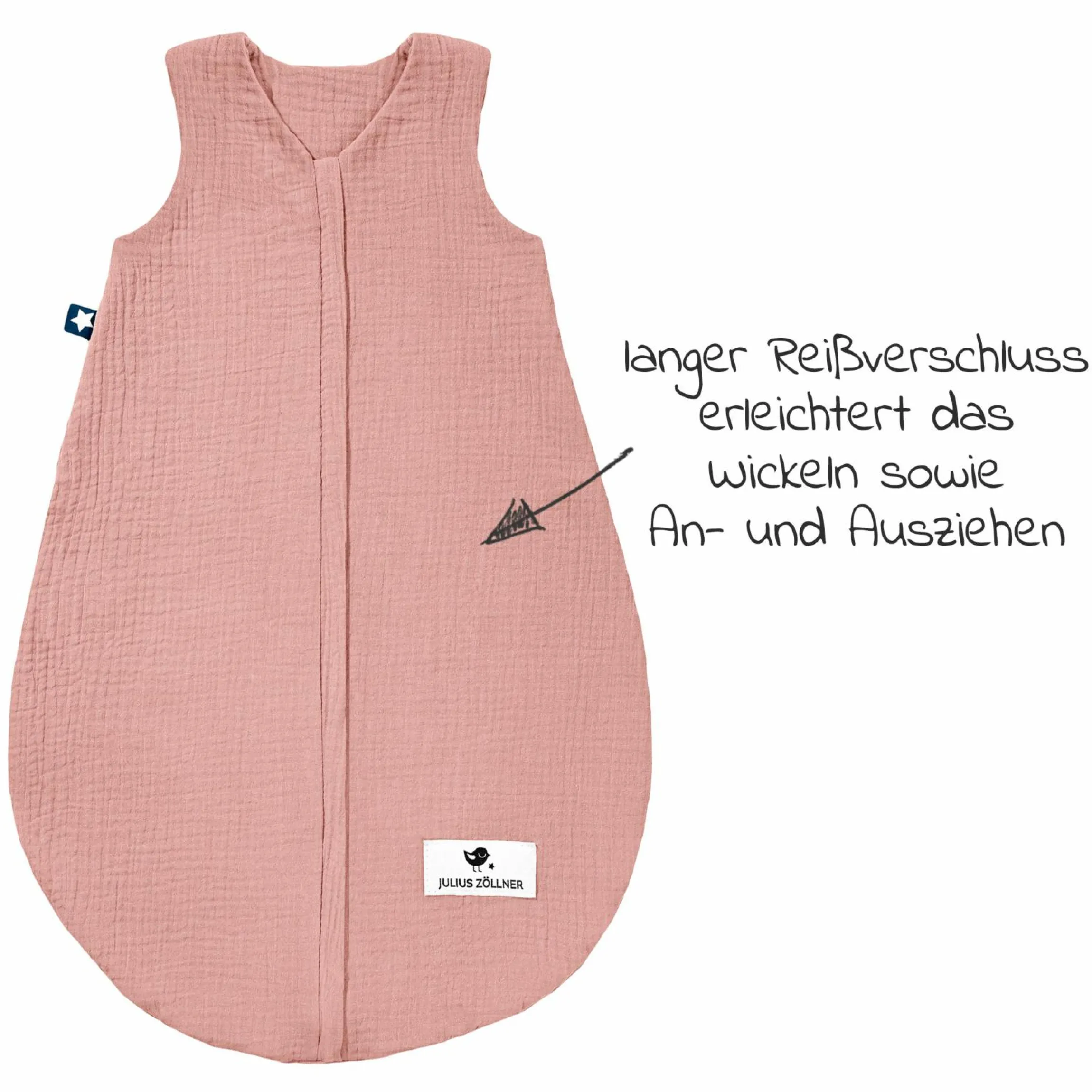 Sommerschlafsack Musselin - Dusty Rose - Gr. 50