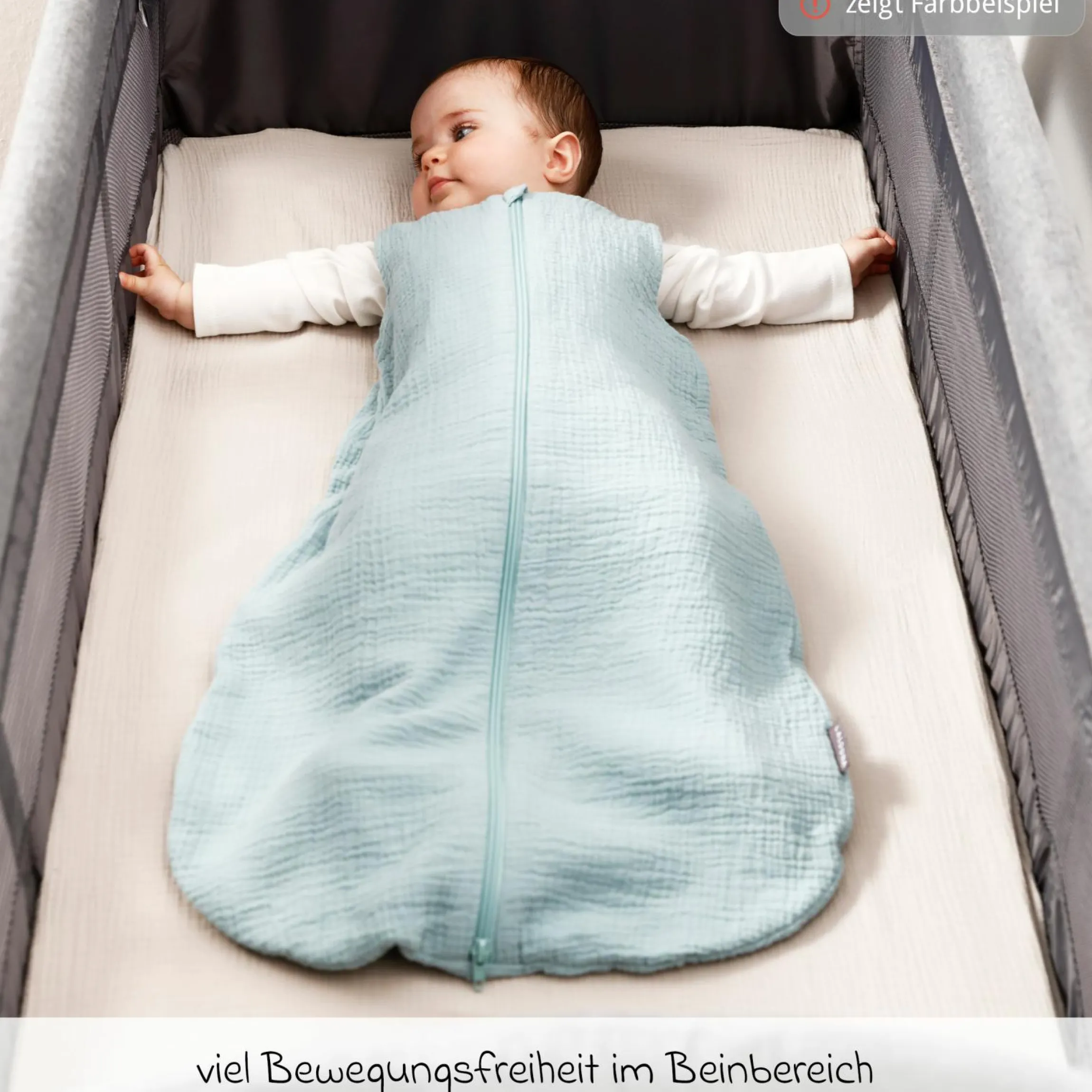 Sommer-Schlafsack Musselin / Mull - Beige - Gr. 60 cm