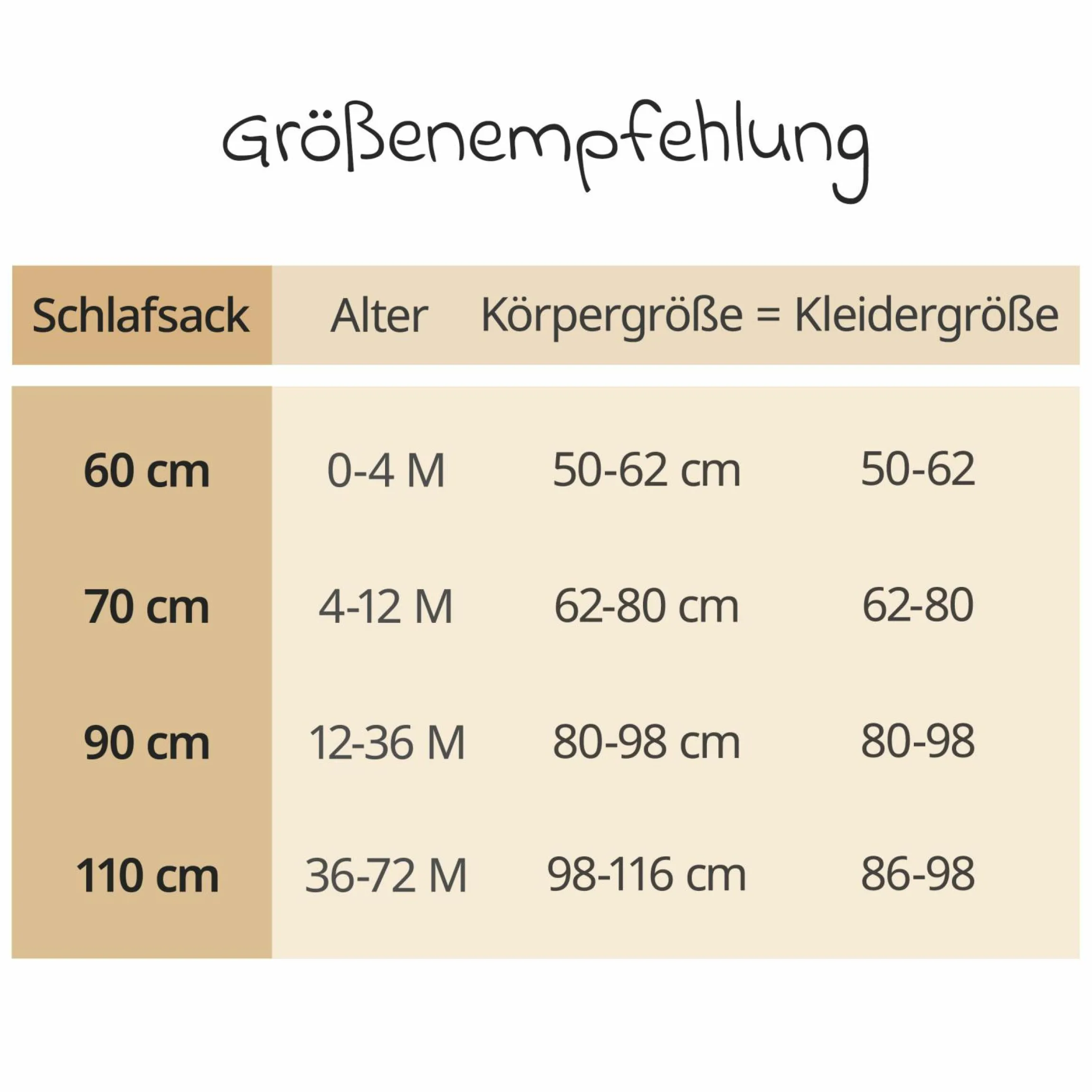 Sommer-Schlafsack Musselin / Mull - Beige - Gr. 60 cm