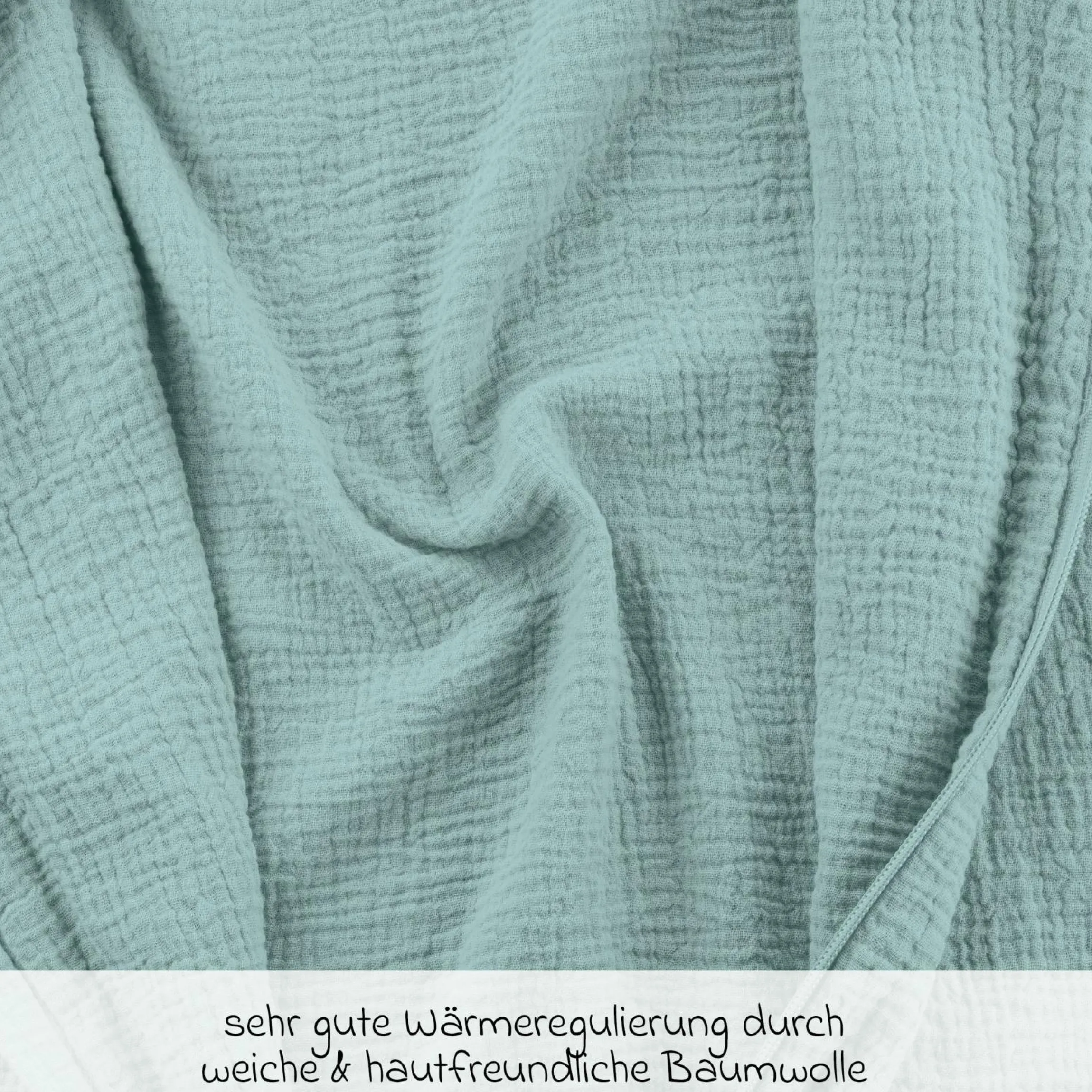 Sommer-Schlafsack Musselin / Mull - Mint - Gr. 60 cm