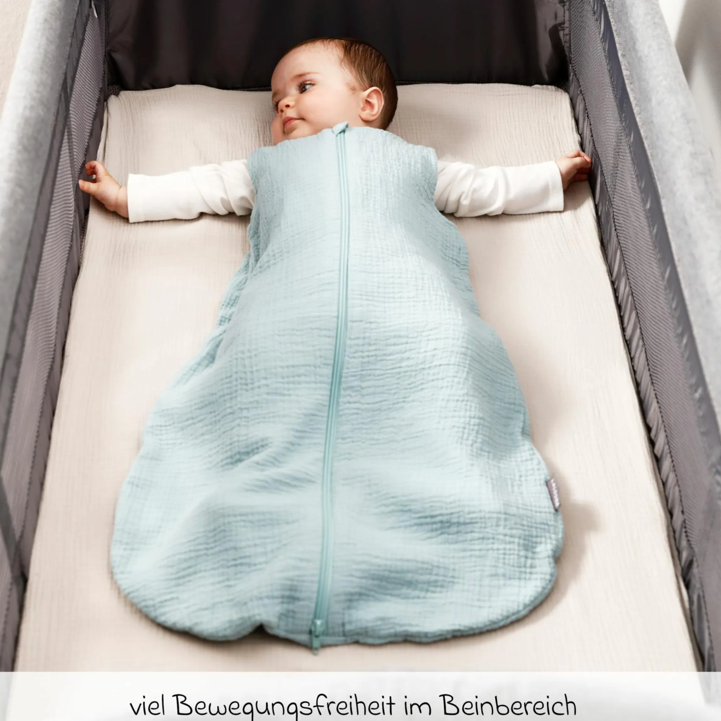 Sommer-Schlafsack Musselin / Mull - Mint - Gr. 60 cm