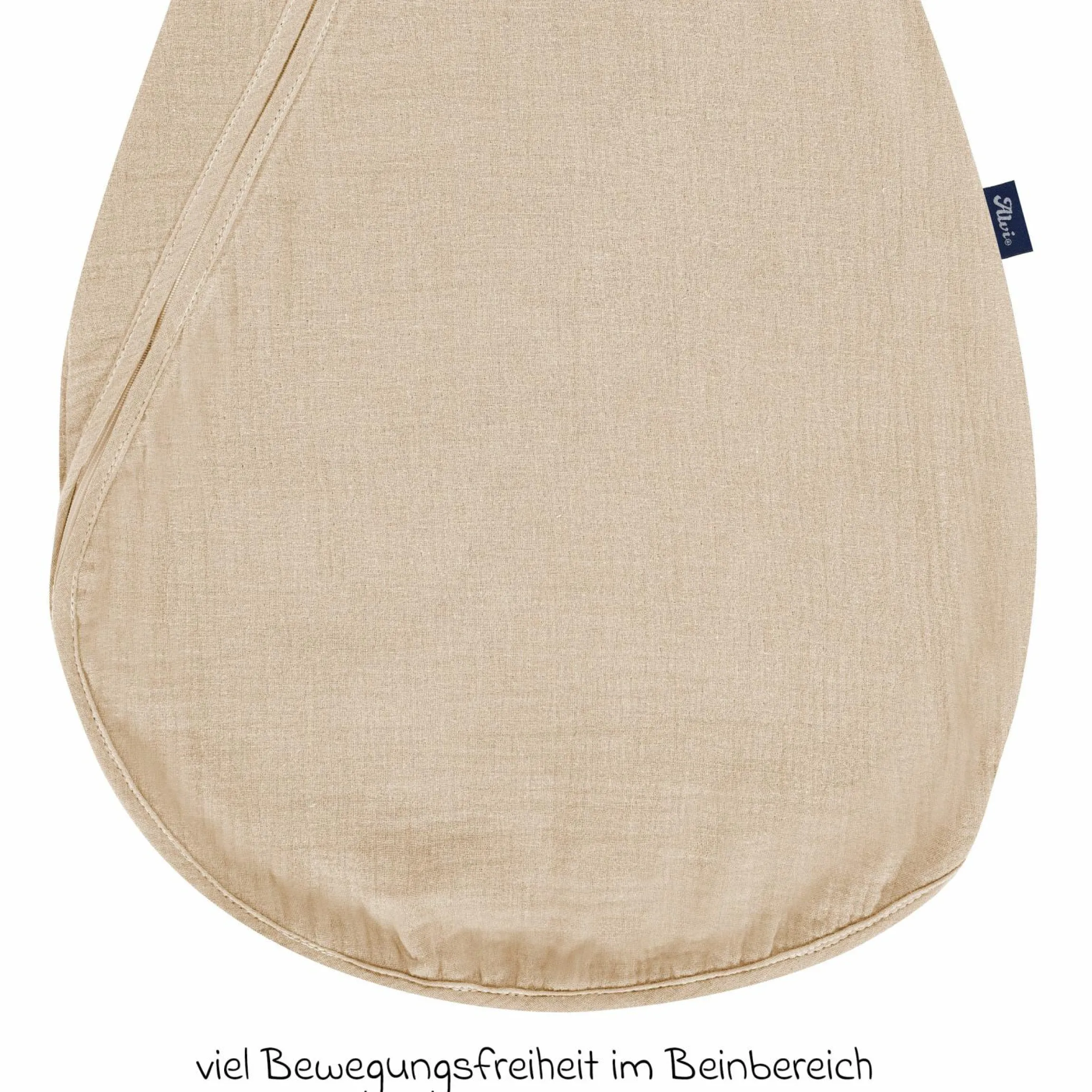 Sommer-Schlafsack Sommertraum Light Mull - GRATIS Halstuch / Bandana-Lätzchen - Sand-Beige - Gr. 60 cm