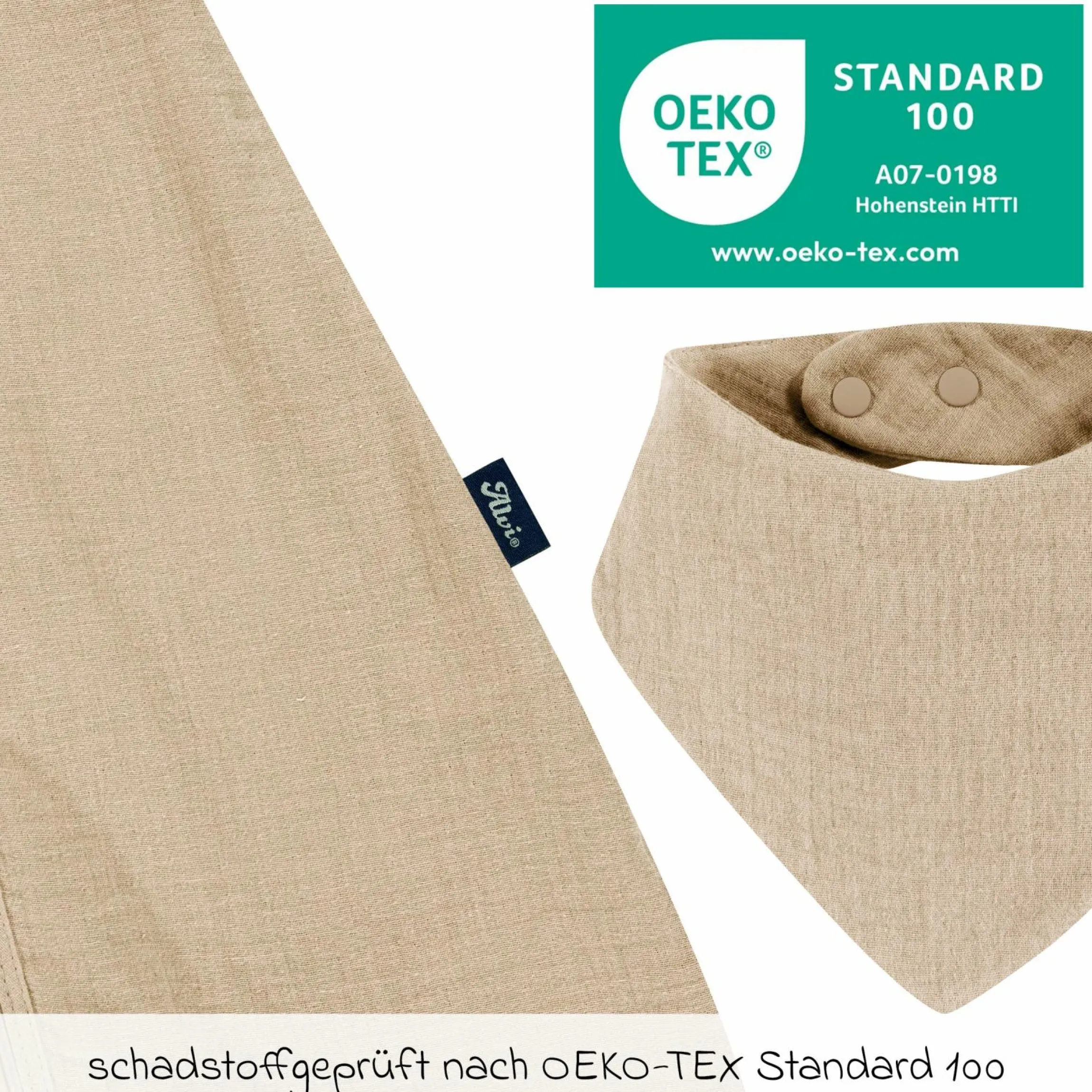 Sommer-Schlafsack Sommertraum Light Mull - GRATIS Halstuch / Bandana-Lätzchen - Sand-Beige - Gr. 60 cm