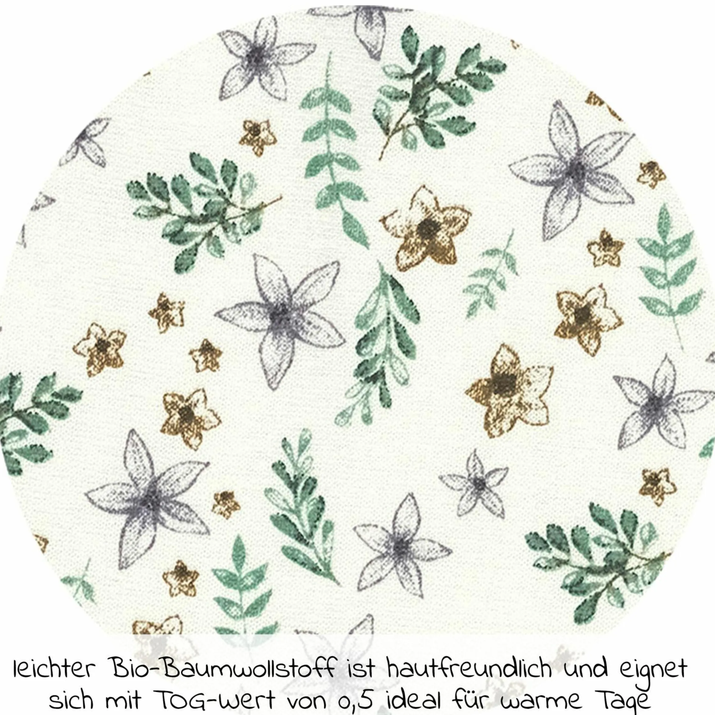 Sommer-Schlafsack Tracksuit aus Bio-Baumwolle - Petit Fleurs - Gr. 70
