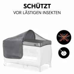Sonnenschutz, Abdunklung & Moskitonetz für Reisebetten - 3in1 Travel Bed Canopy - Grey