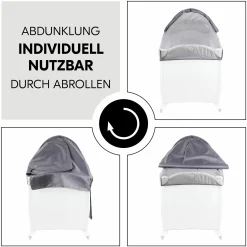 Sonnenschutz, Abdunklung & Moskitonetz für Reisebetten - 3in1 Travel Bed Canopy - Grey