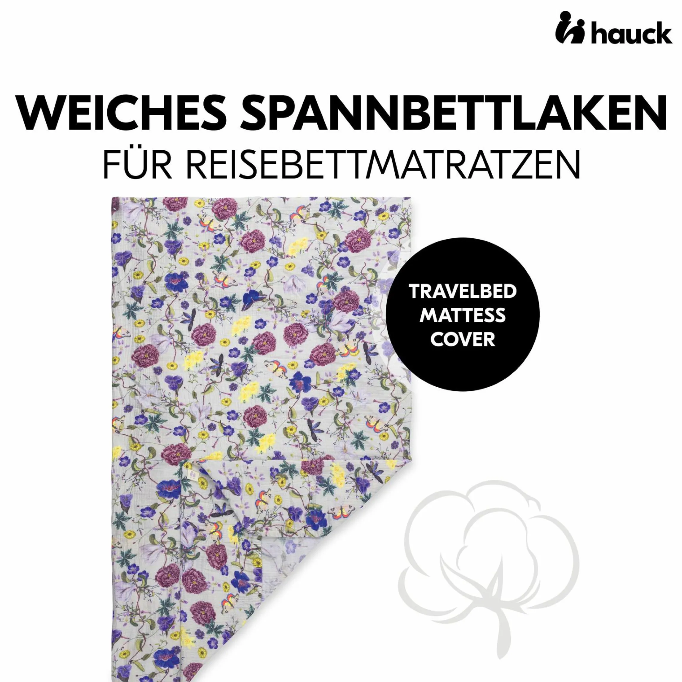 Spannbettlaken für Reisebetten & Matratzen mit 60 x 120 cm - Floral Beige