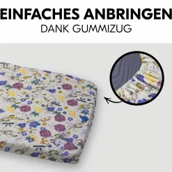 Spannbettlaken für Reisebetten & Matratzen mit 60 x 120 cm - Floral Beige