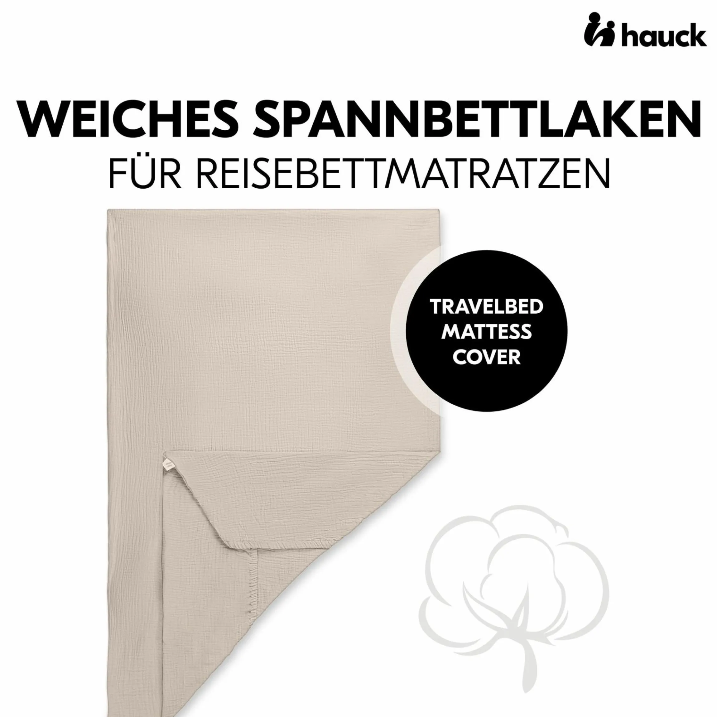 Spannbettlaken für Reisebetten & Matratzen mit 60 x 120 cm - Beige