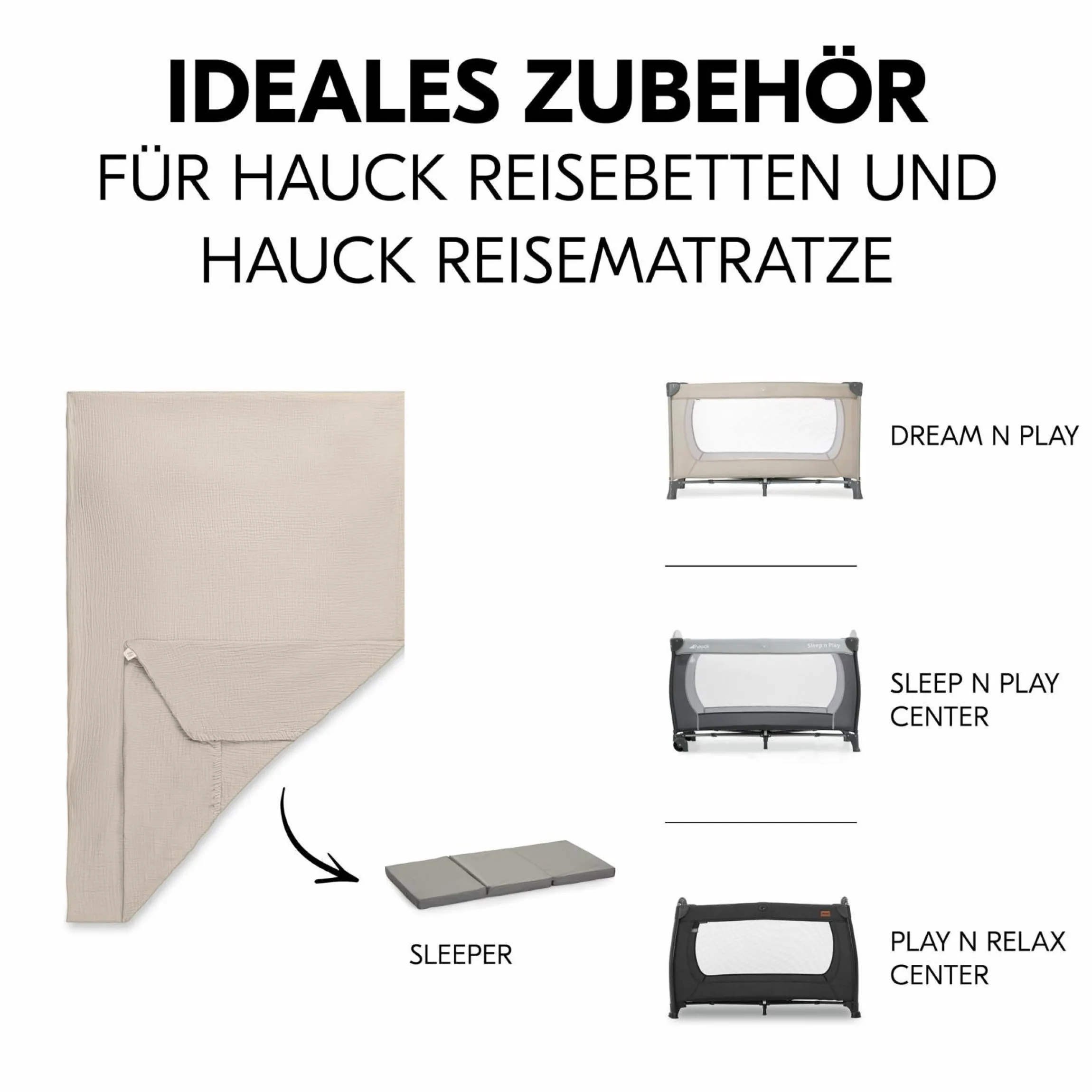 Spannbettlaken für Reisebetten & Matratzen mit 60 x 120 cm - Beige