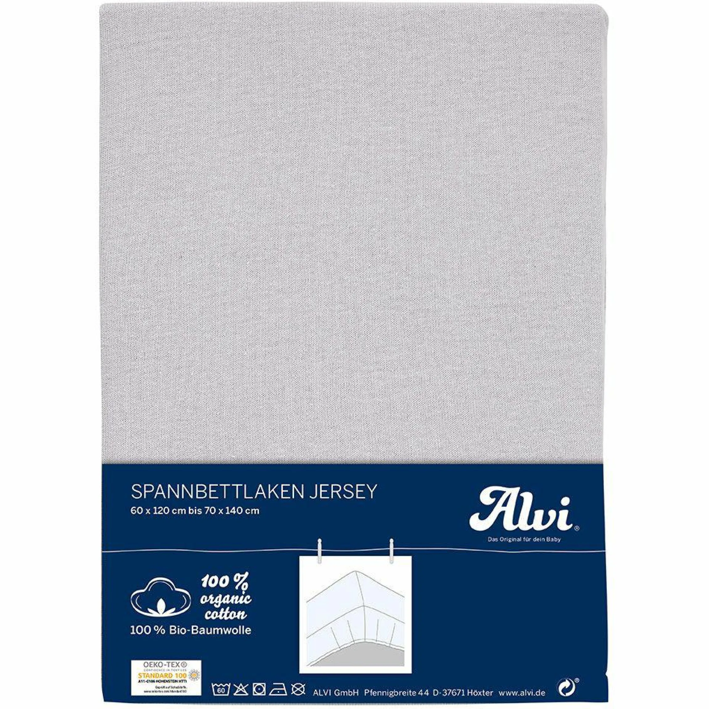 Spannbetttuch aus Bio-Baumwolle für Kinderbett 60 x 120 / 70 x 140 cm - Silbergrau