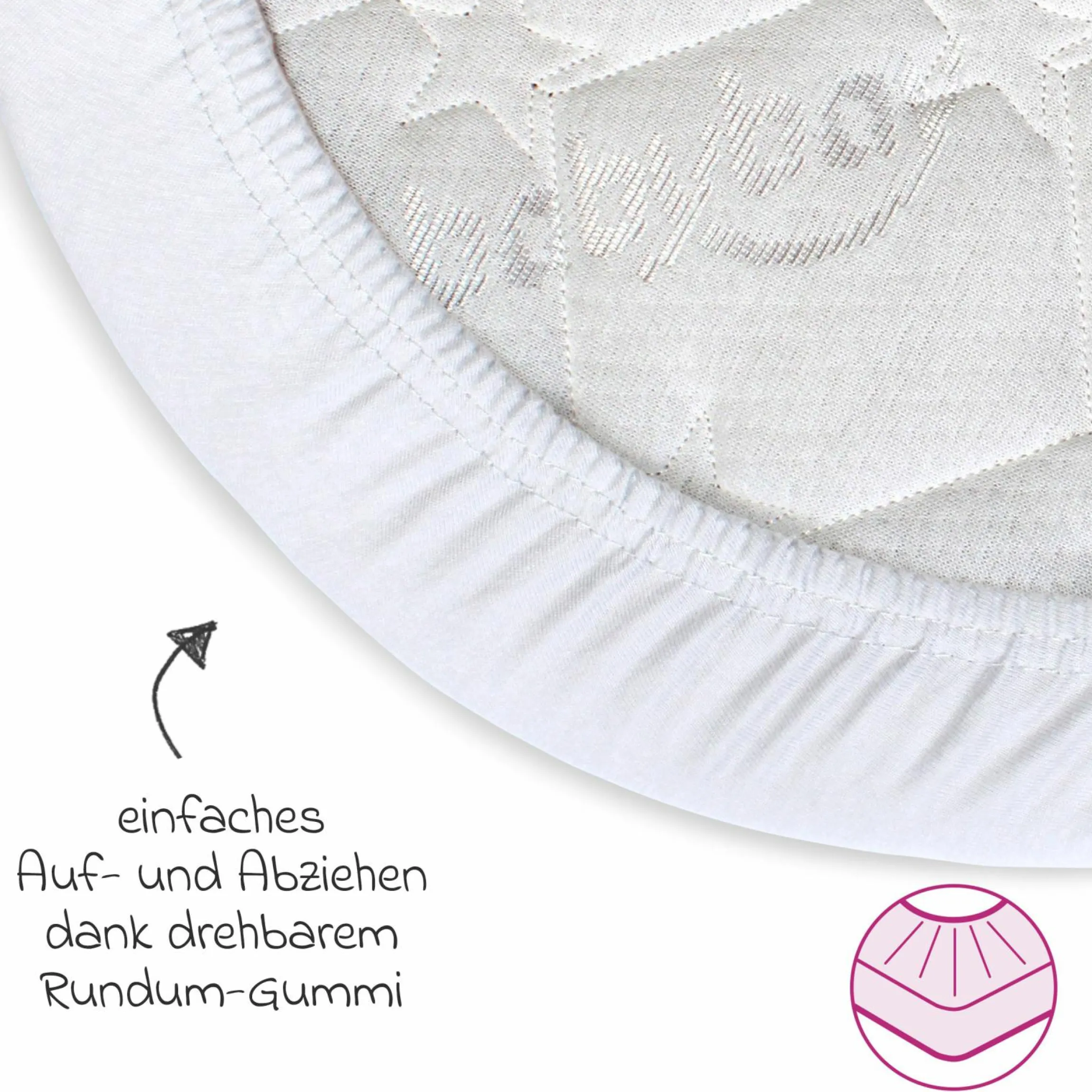 Spannbetttuch aus Jersey Organic Cotton für Kinderbettumbausatz Matratzen - Weiß - Kollektion 2024