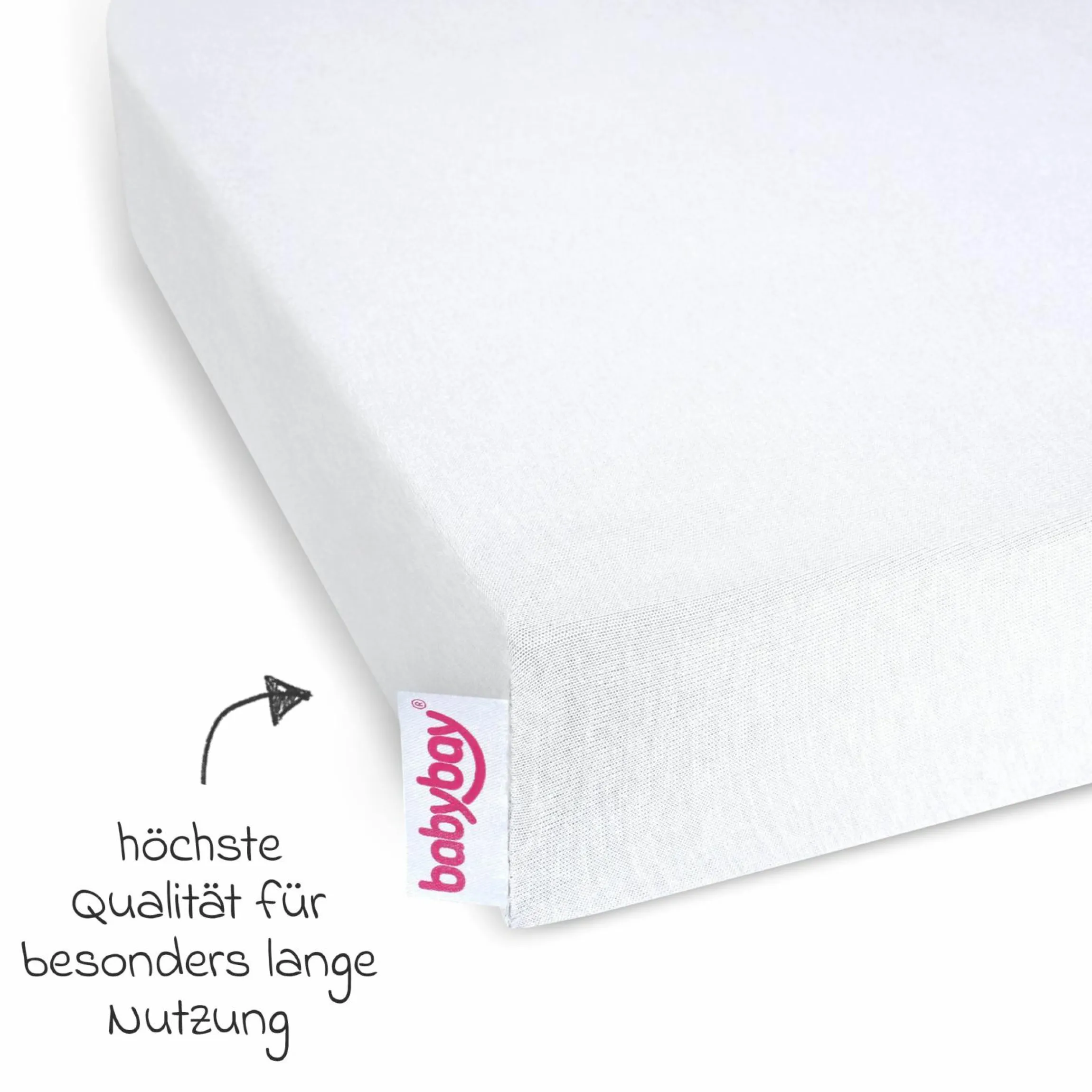 Spannbetttuch aus Jersey Organic Cotton für Kinderbettumbausatz Matratzen - Weiß - Kollektion 2024