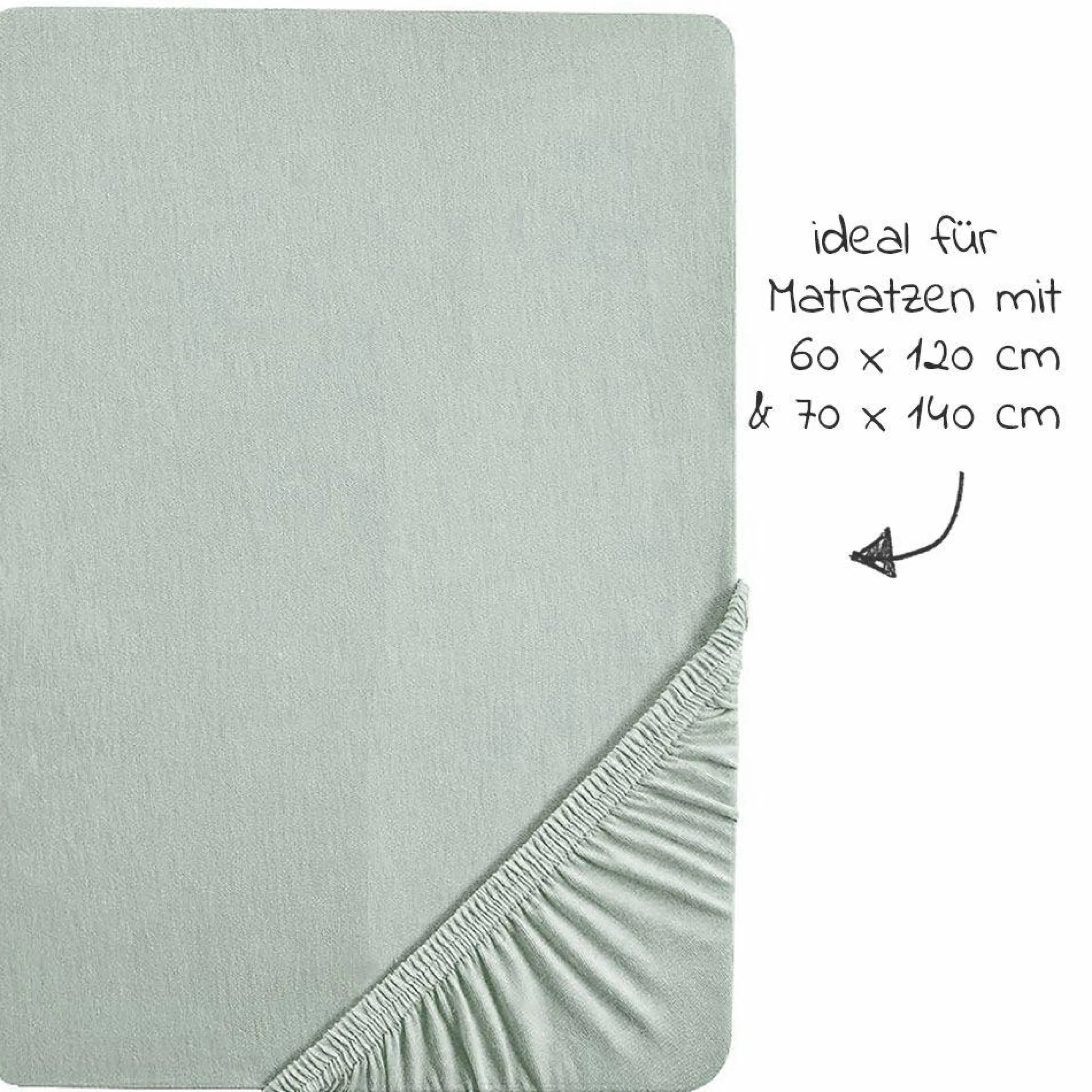 Spannbetttuch aus Organic Baumwolle 60 x 120 cm / 70 x 140 cm - Lil Planet - Frosty Green