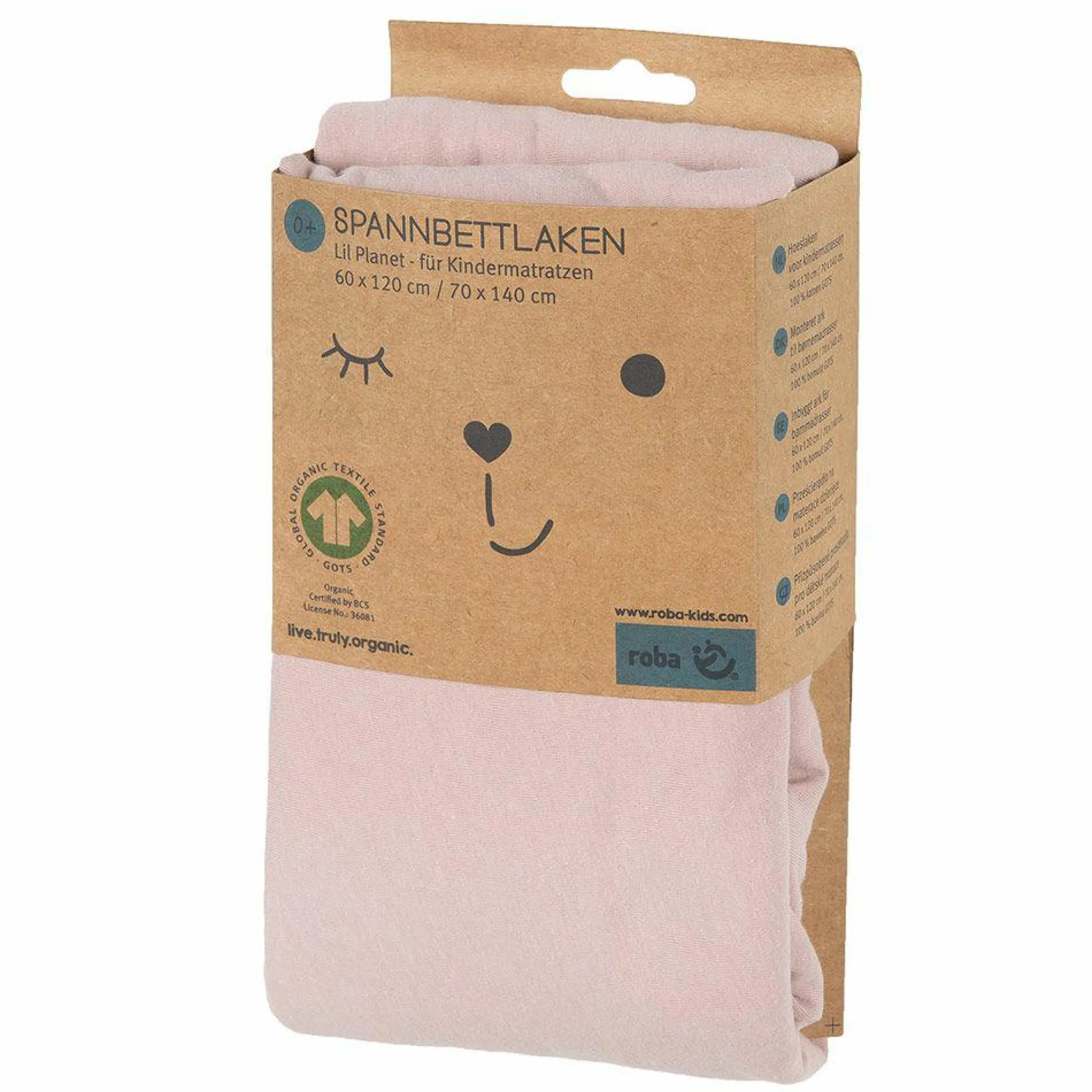 Spannbetttuch aus Organic Baumwolle 60 x 120 cm / 70 x 140 cm - Lil Planet - Rosa Mauve