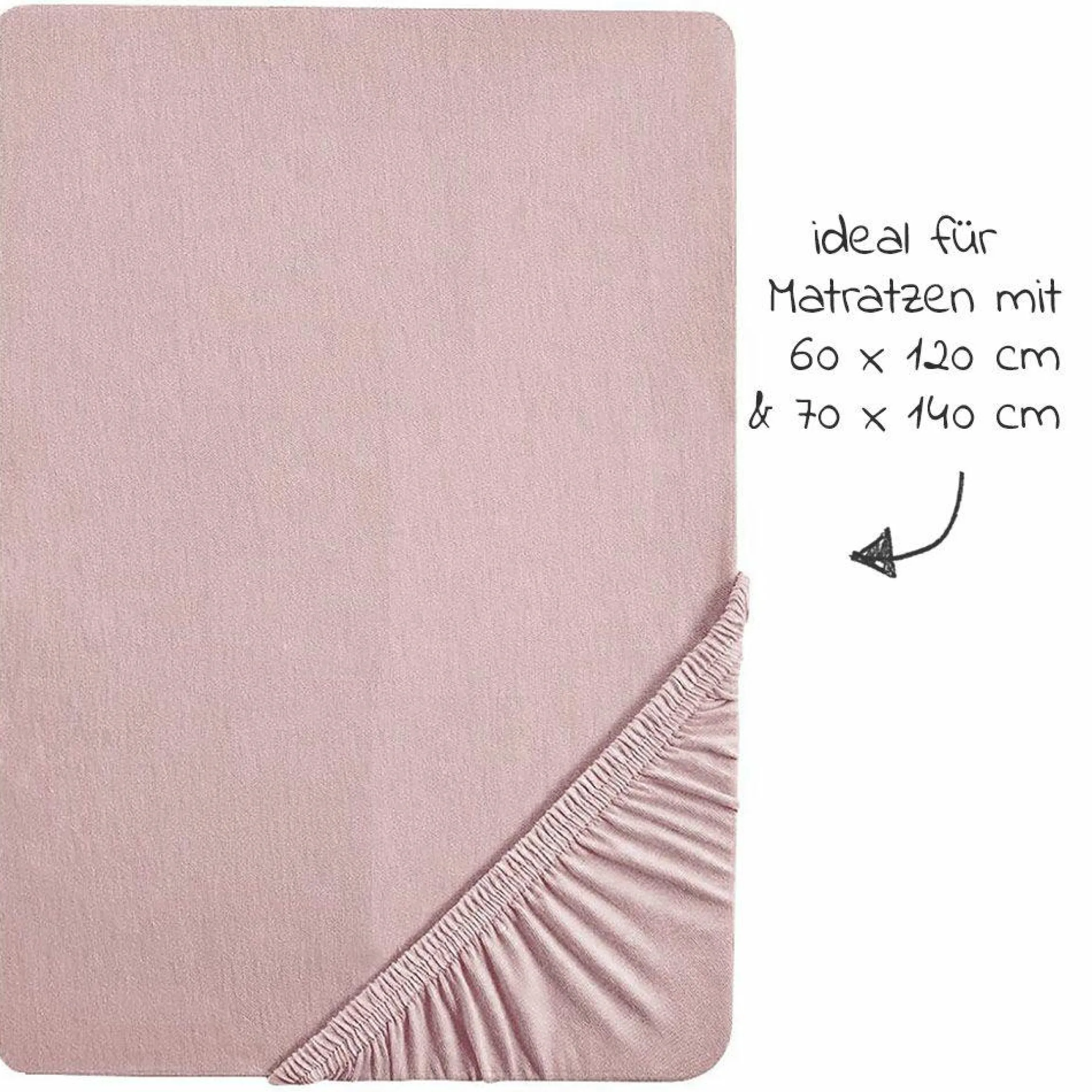 Spannbetttuch aus Organic Baumwolle 60 x 120 cm / 70 x 140 cm - Lil Planet - Rosa Mauve