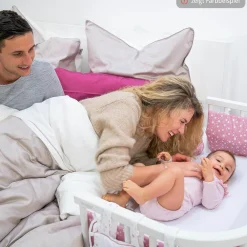 Spannbetttuch Deluxe aus Jersey für Beistellbett Maxi, Midi, Boxspring, Comfort, Comfort Plus 89 x 50 cm - Zartgrau - Kollektion 2024