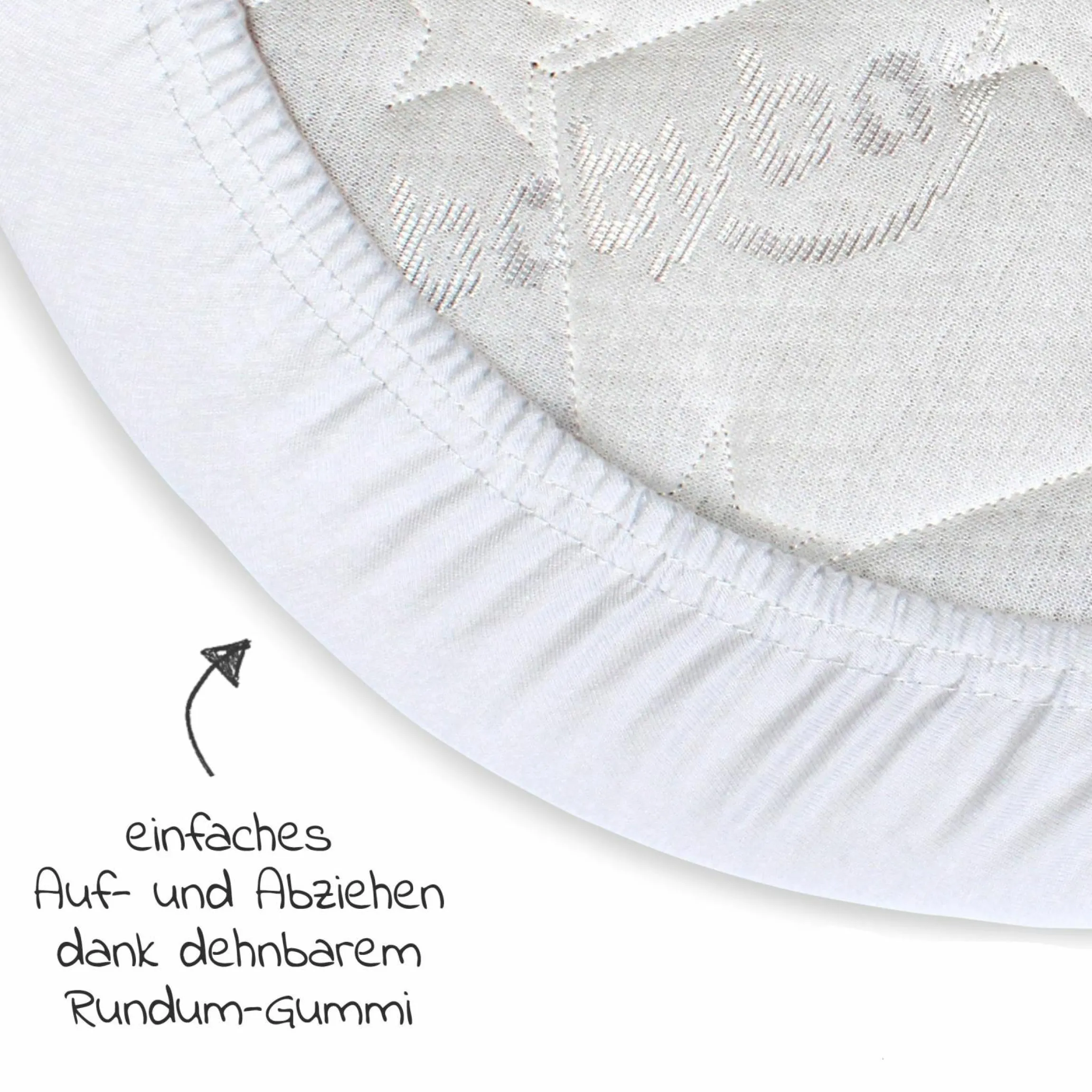Spannbetttuch Deluxe aus Jersey für Beistellbett Maxi, Midi, Boxspring,Comfort, Comfort Plus 89 x 50 cm - Weiß - Kollektion 2024