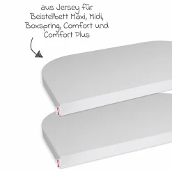 Spannbetttuch 2er Pack Deluxe aus Jersey für Beistellbett Maxi, Midi, Boxspring, Comfort, Comfort Plus 89 x 50 cm - Zartgrau - Kollektion 2024