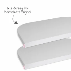 Spannbetttuch 2er Pack Deluxe aus Jersey für Beistellbett Original 89 x 50 cm - Zartgrau - Kollektion 2024