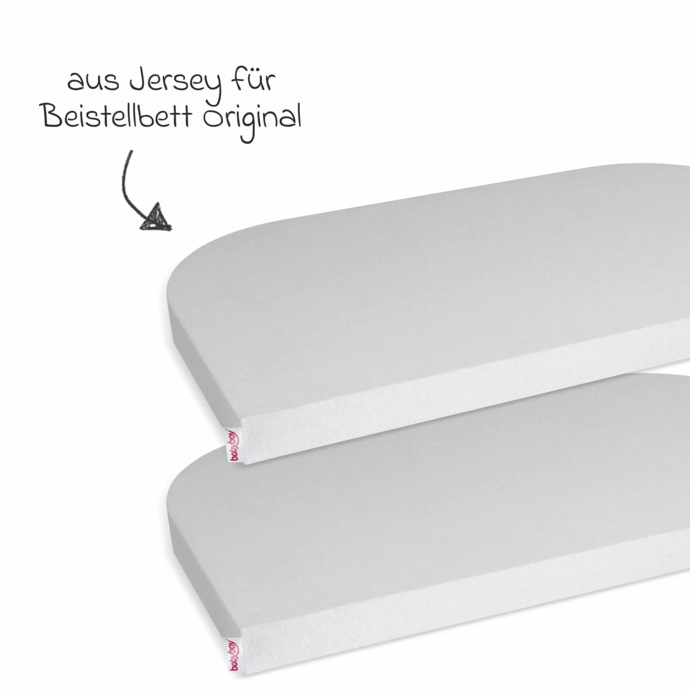 Spannbetttuch 2er Pack Deluxe aus Jersey für Beistellbett Original 89 x 50 cm - Zartgrau - Kollektion 2024