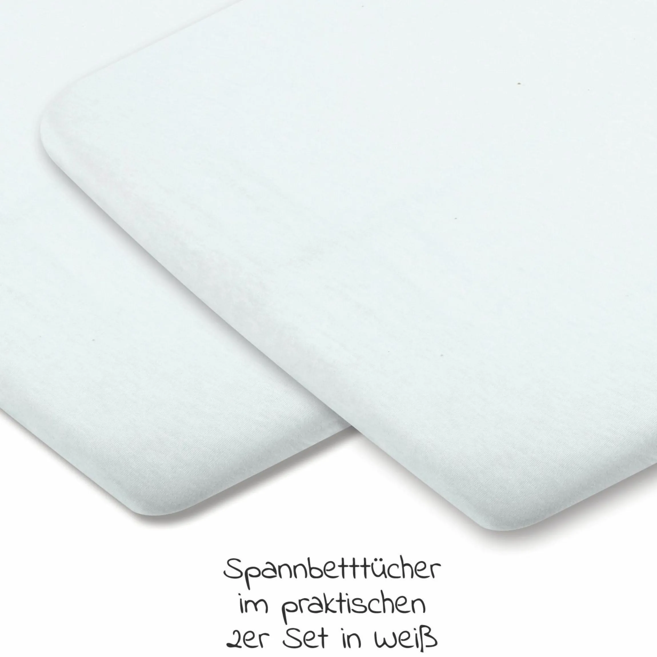 Spannbetttuch 2er Pack für Reisebett Swift für Neugeborene - Weiß - Kollektion 2025