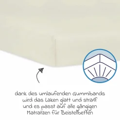 Spannbetttuch für Beistellbett 50 x 100 cm - Ecru