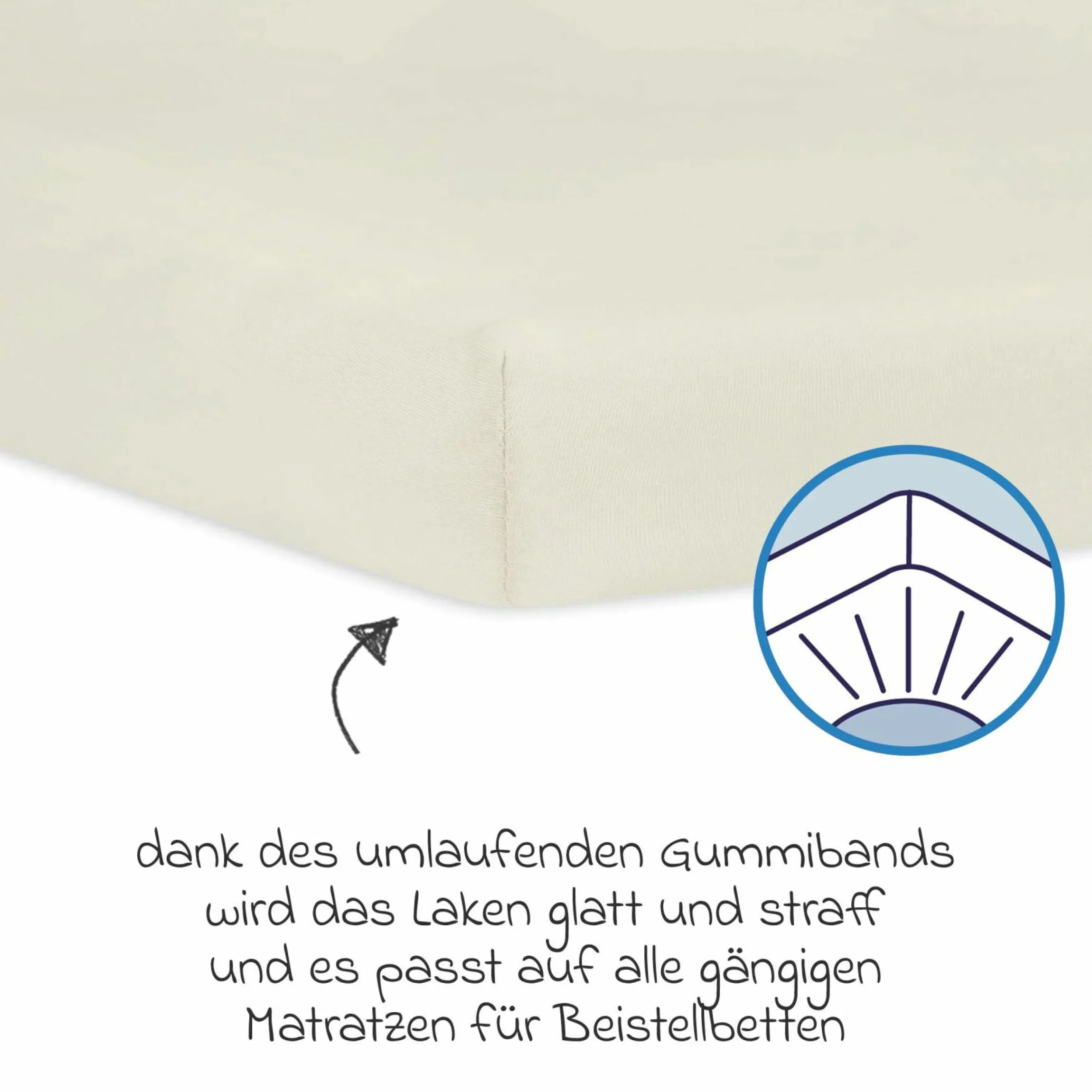 Spannbetttuch für Beistellbett 50 x 100 cm - Ecru