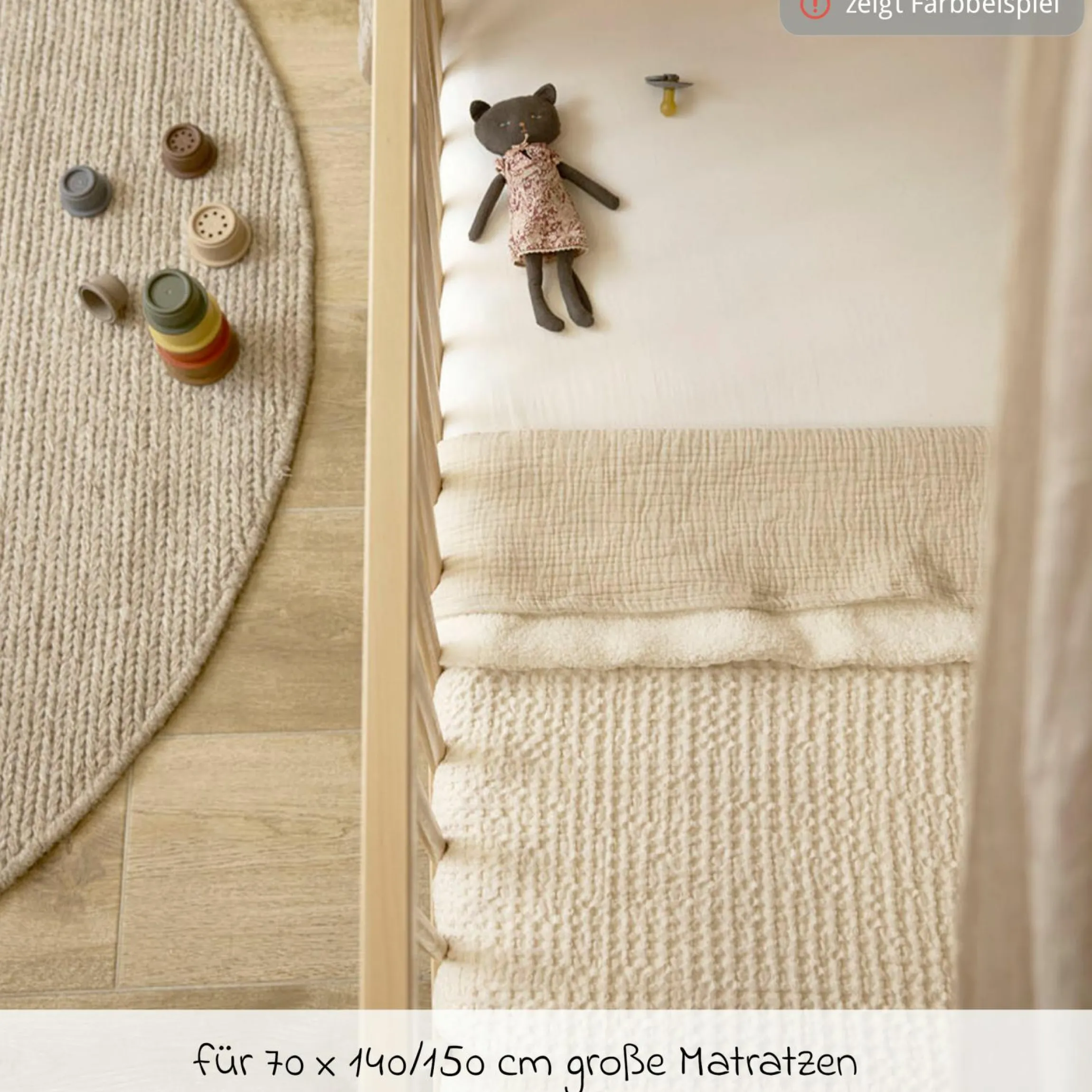 Spannbetttuch für Kinderbett 70 x 140 cm - Sand