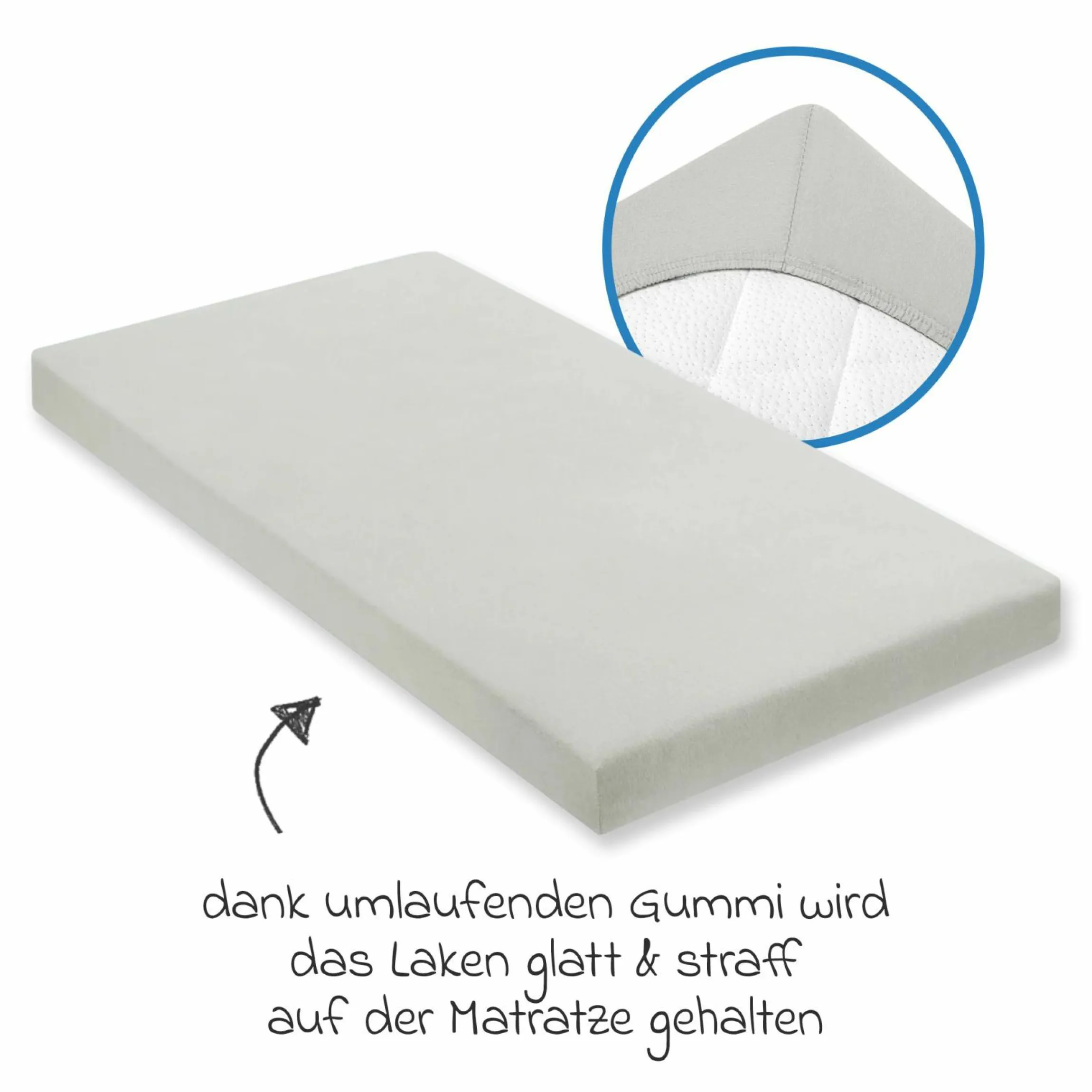 Spannbetttuch für Kinderbett 60 x 120 / 70 x 140 cm - Hellgrau