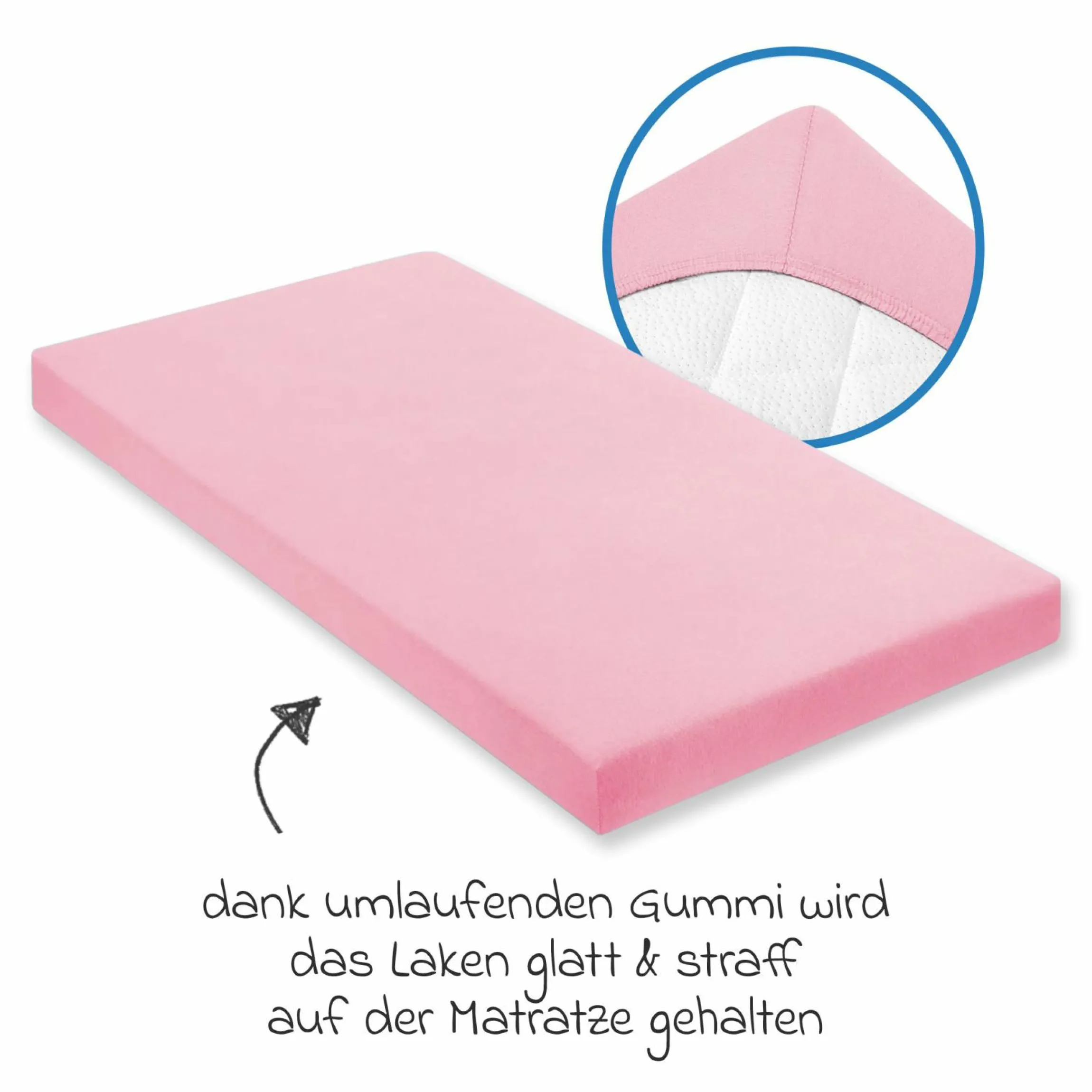 Spannbetttuch für Kinderbett 60 x 120 / 70 x 140 cm - Rosa