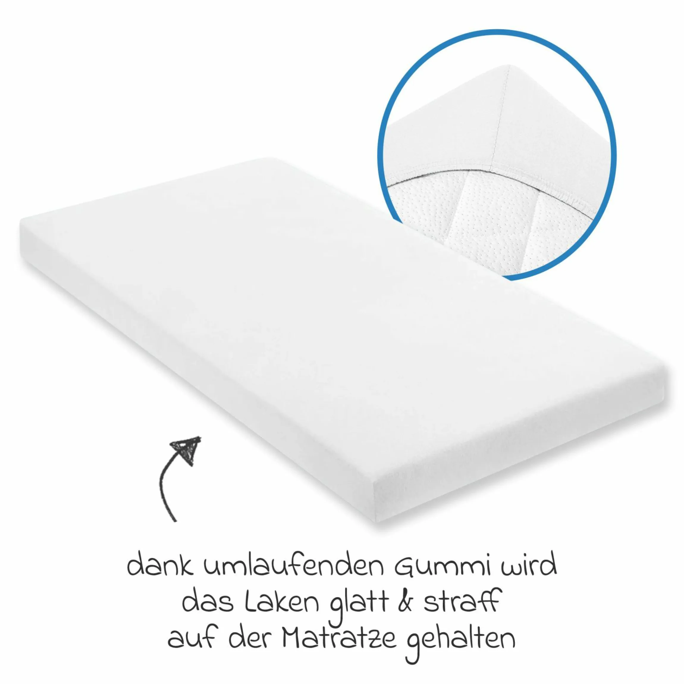 Spannbetttuch für Kinderbett 60 x 120 / 70 x 140 cm - Weiß