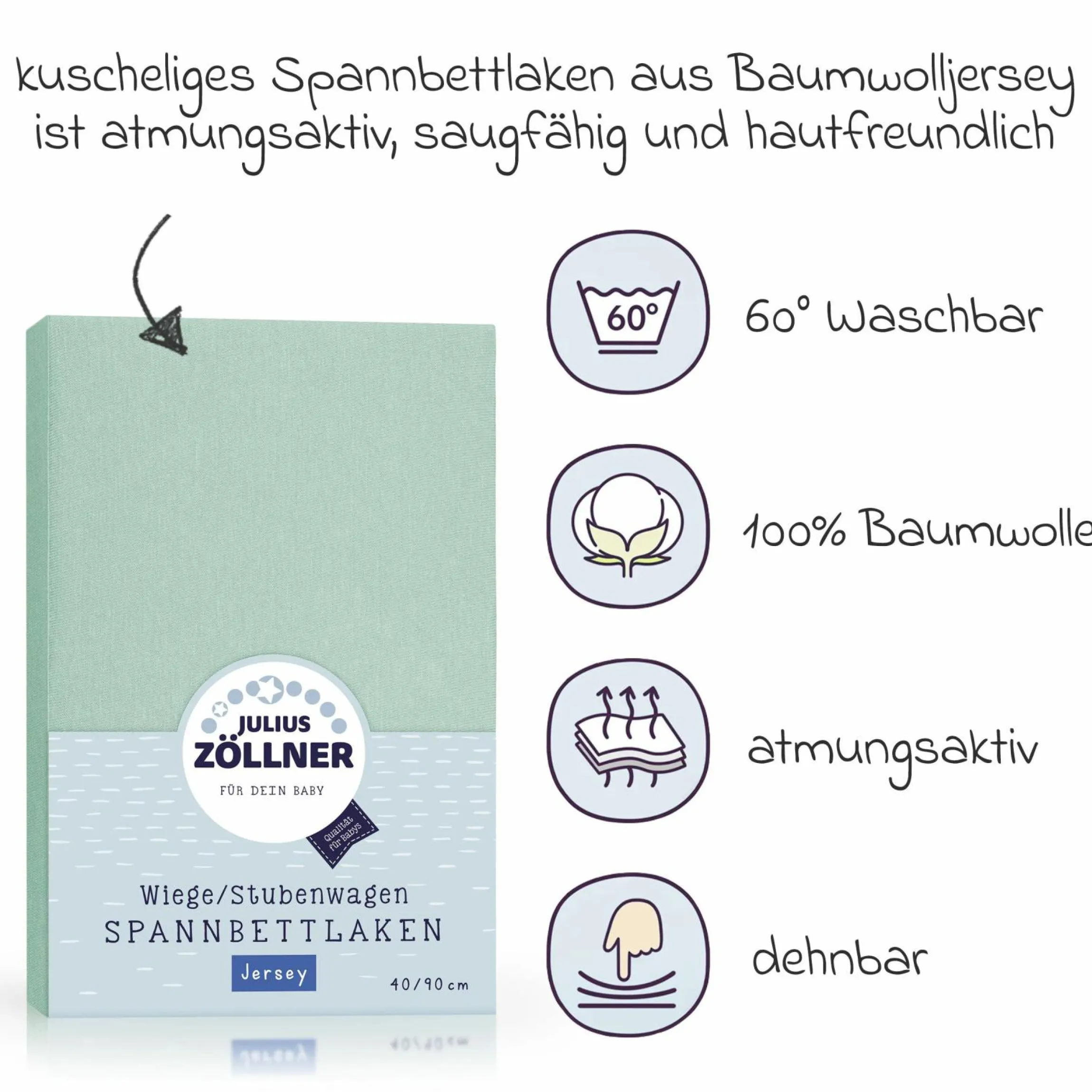 Spannbetttuch für kleine Matratzen 40 x 90 cm - Salbei