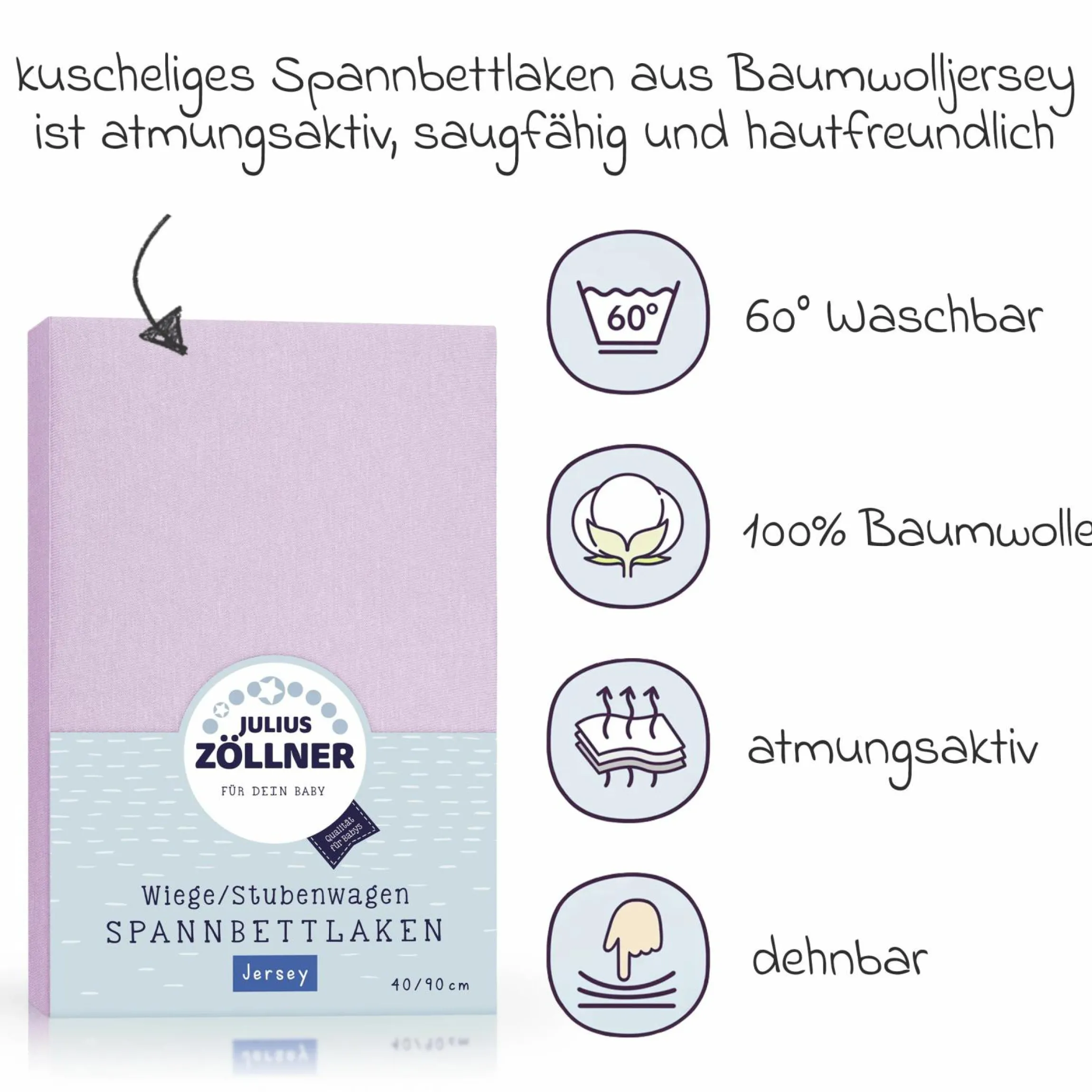 Spannbetttuch für kleine Matratzen 40 x 90 cm - Flieder