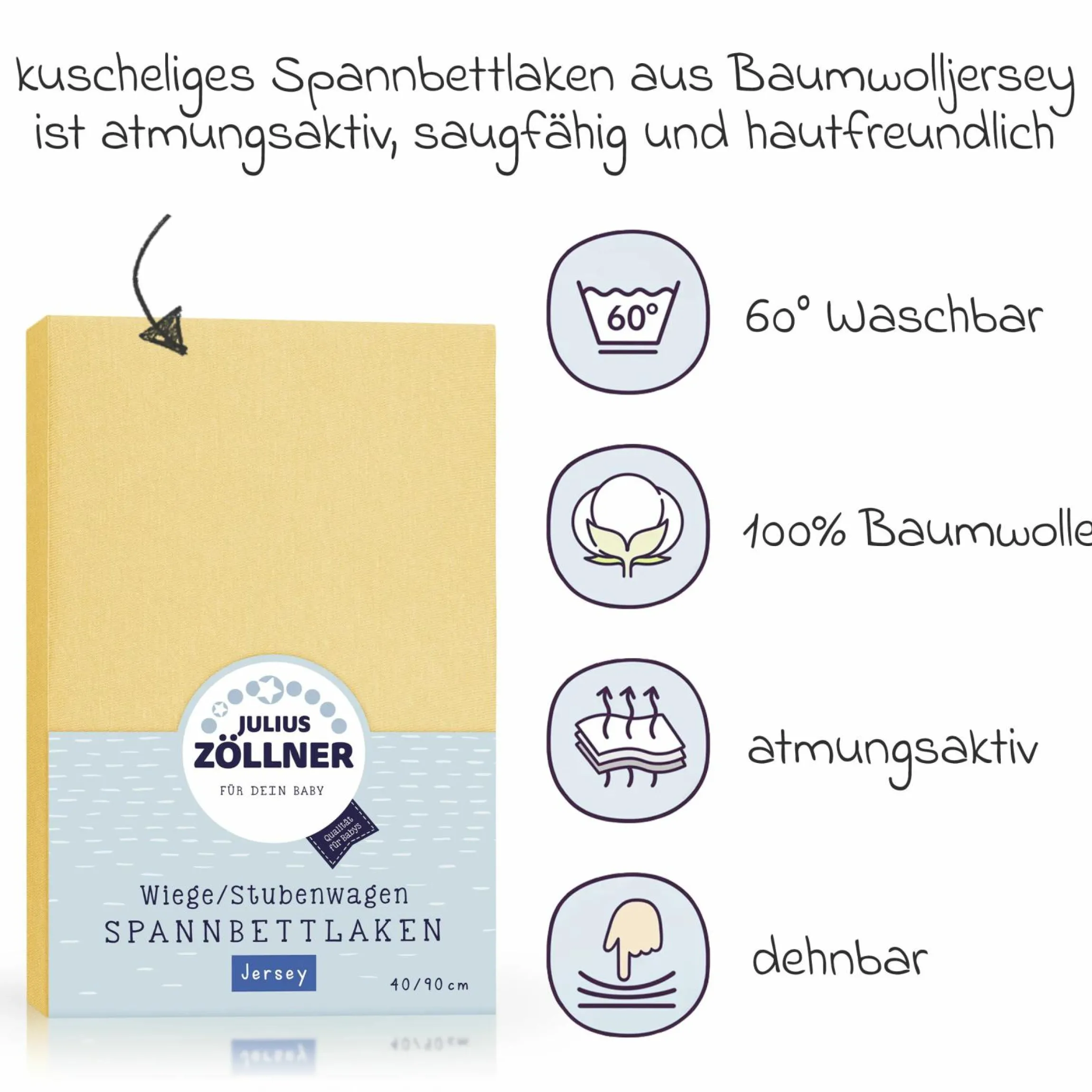 Spannbetttuch für kleine Matratzen 40 x 90 cm - Banana