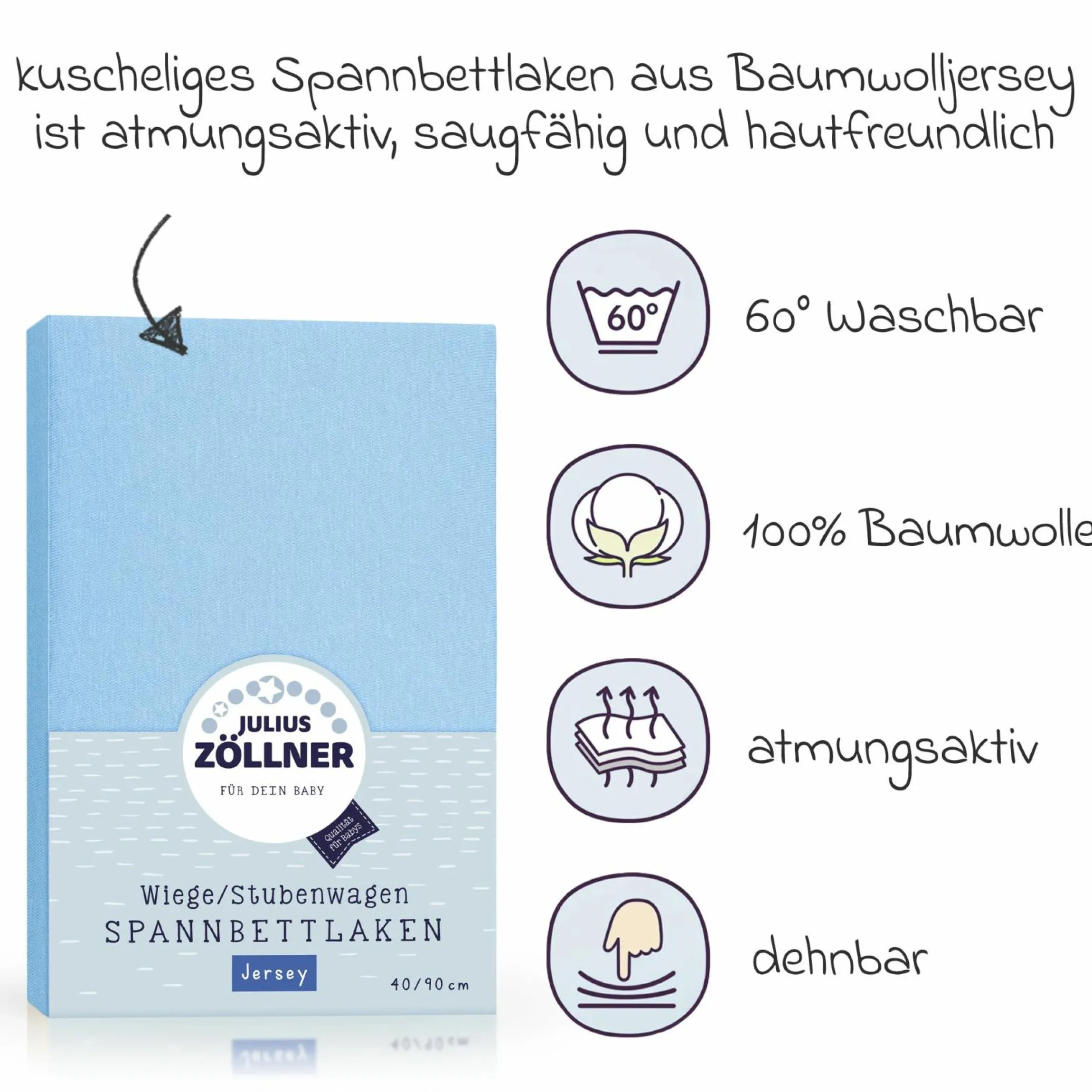 Spannbetttuch für kleine Matratzen 40 x 90 cm - Babyblau