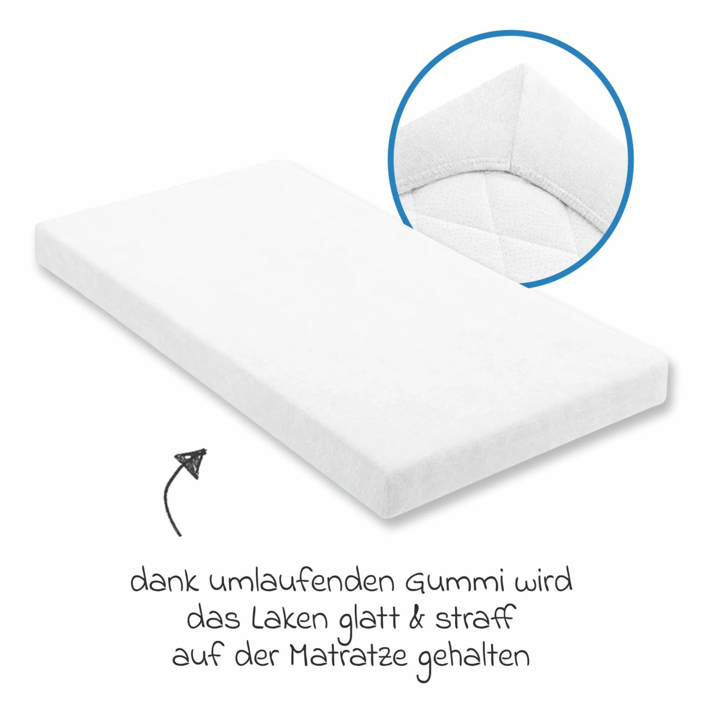 Spannbetttuch Frottee für Kinderbett 60 x 120 / 70 x 140 cm - Weiß