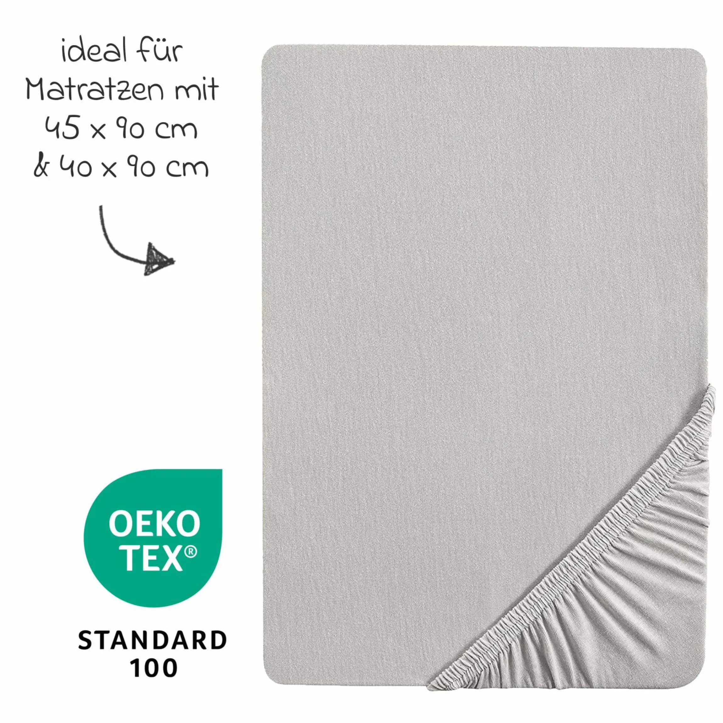 Spannbetttuch Jersey aus 100% Organic Bio-Baumwolle GOTS 46 x 90 / 40 x 90 cm - Lil Planet - Grau