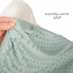 Spannbezug für Wickelauflagen 75 x 85 cm mit Organic Bio-Baumwolle GOTS - Lil Planet - Frosty Green